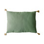 Voir la diapositive 1 : TOILINUX Coussin rectangulaire Panama avec 4 pompons en jute - 70 cm x 50 cm - Vert Argile