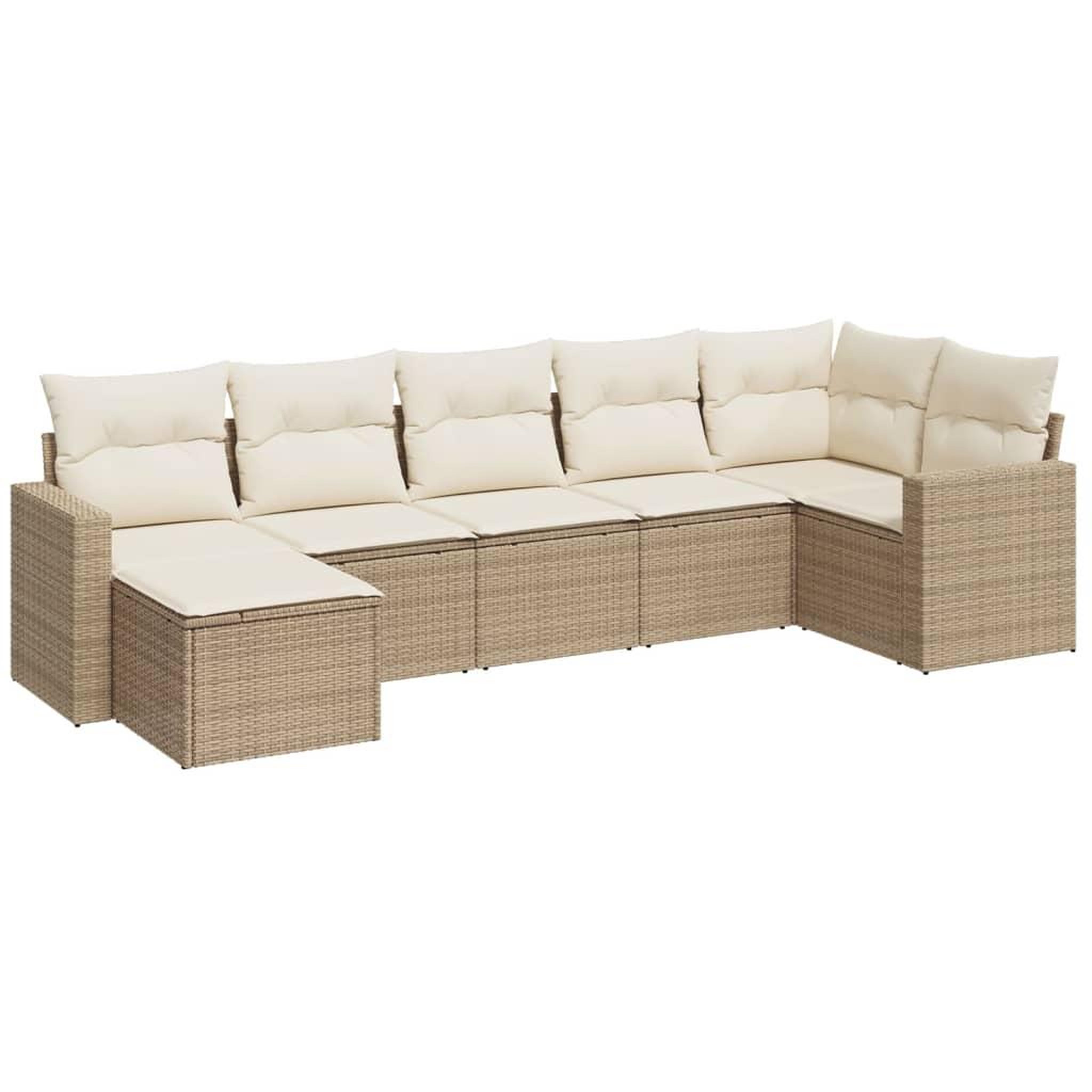 Voir la diapositive 2 : VIDAXL Salon de jardin avec coussins 7 pcs beige resine tressee