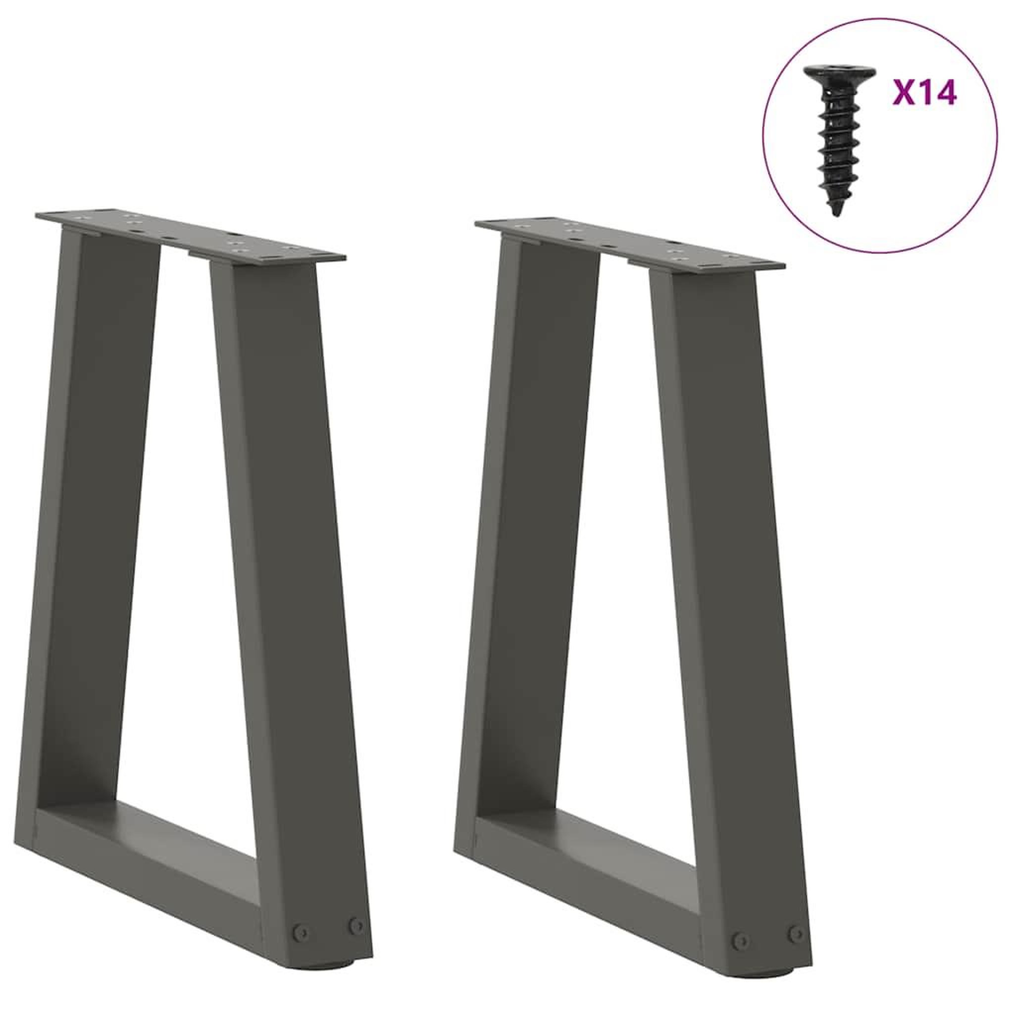 Voir la diapositive 3 : VIDAXL Pieds de table a manger en forme de V 2 pcs anthracite acier