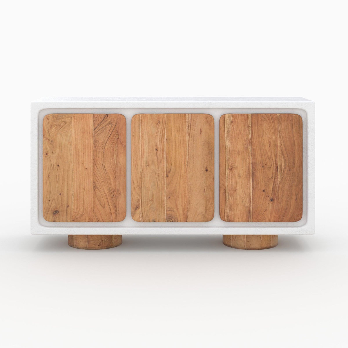 Rendez vous déco Buffet en béton blanc cassé et bois d'acacia-Eden