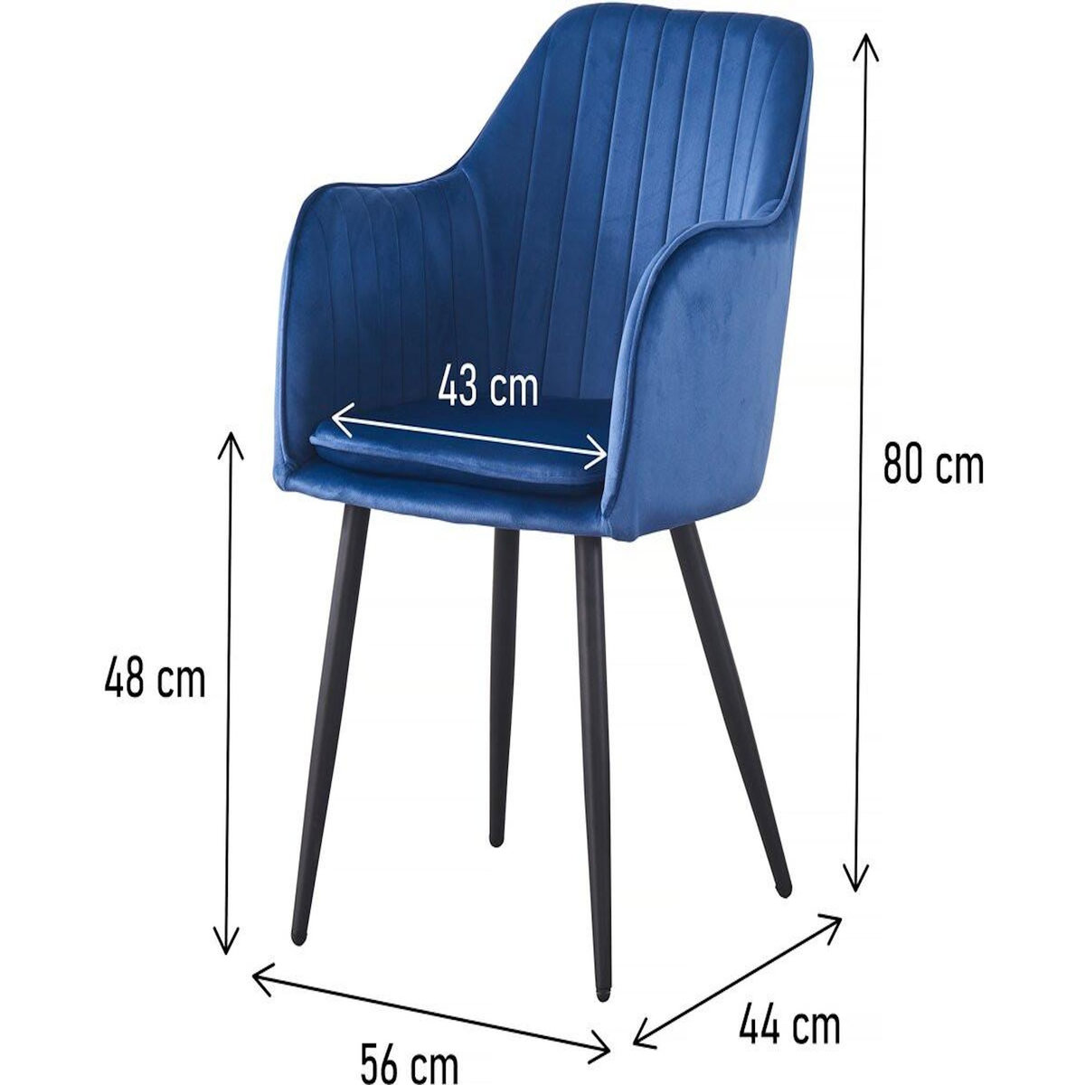 Habitat et Jardin Lot de 2 chaises  Velma  en velours avec accoudoirs - Bleu