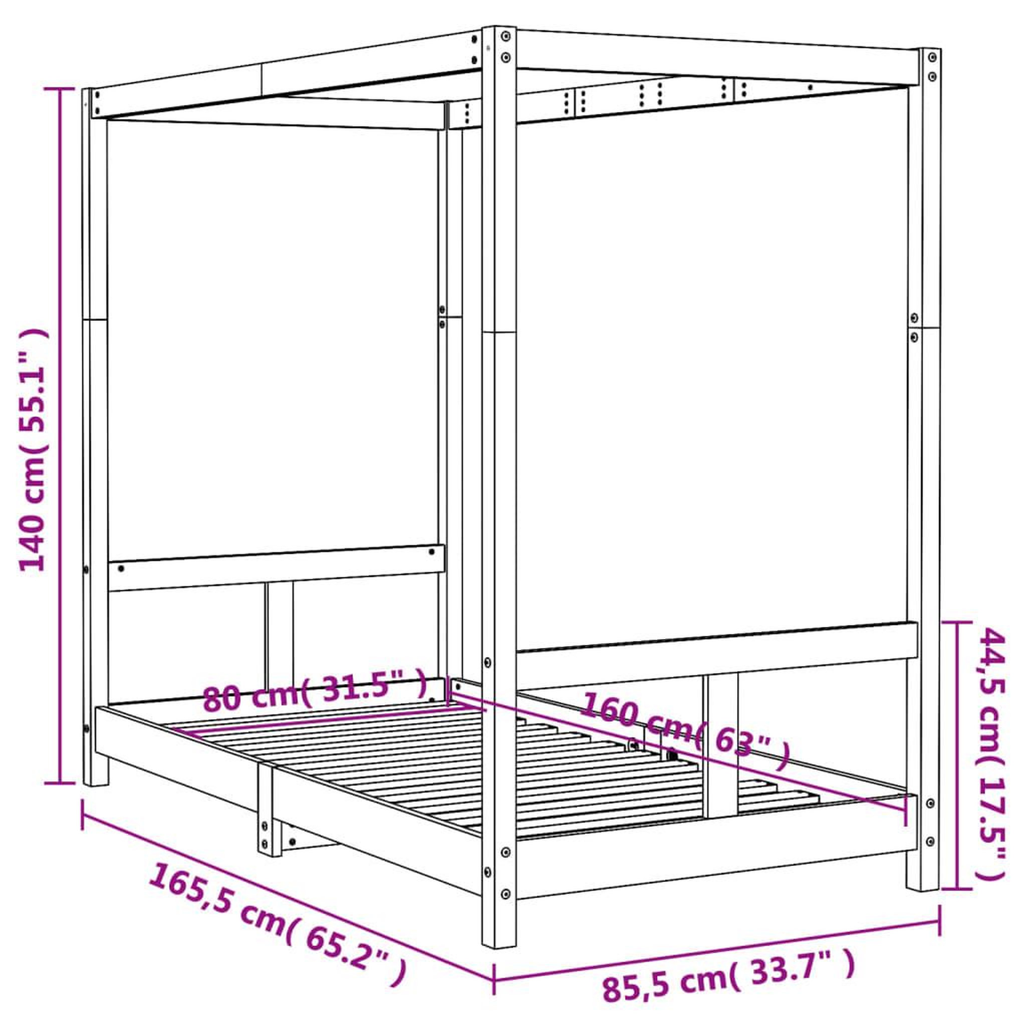 Voir la diapositive 6 : VIDAXL Cadre de lit pour enfant blanc 80x160 cm bois de pin massif