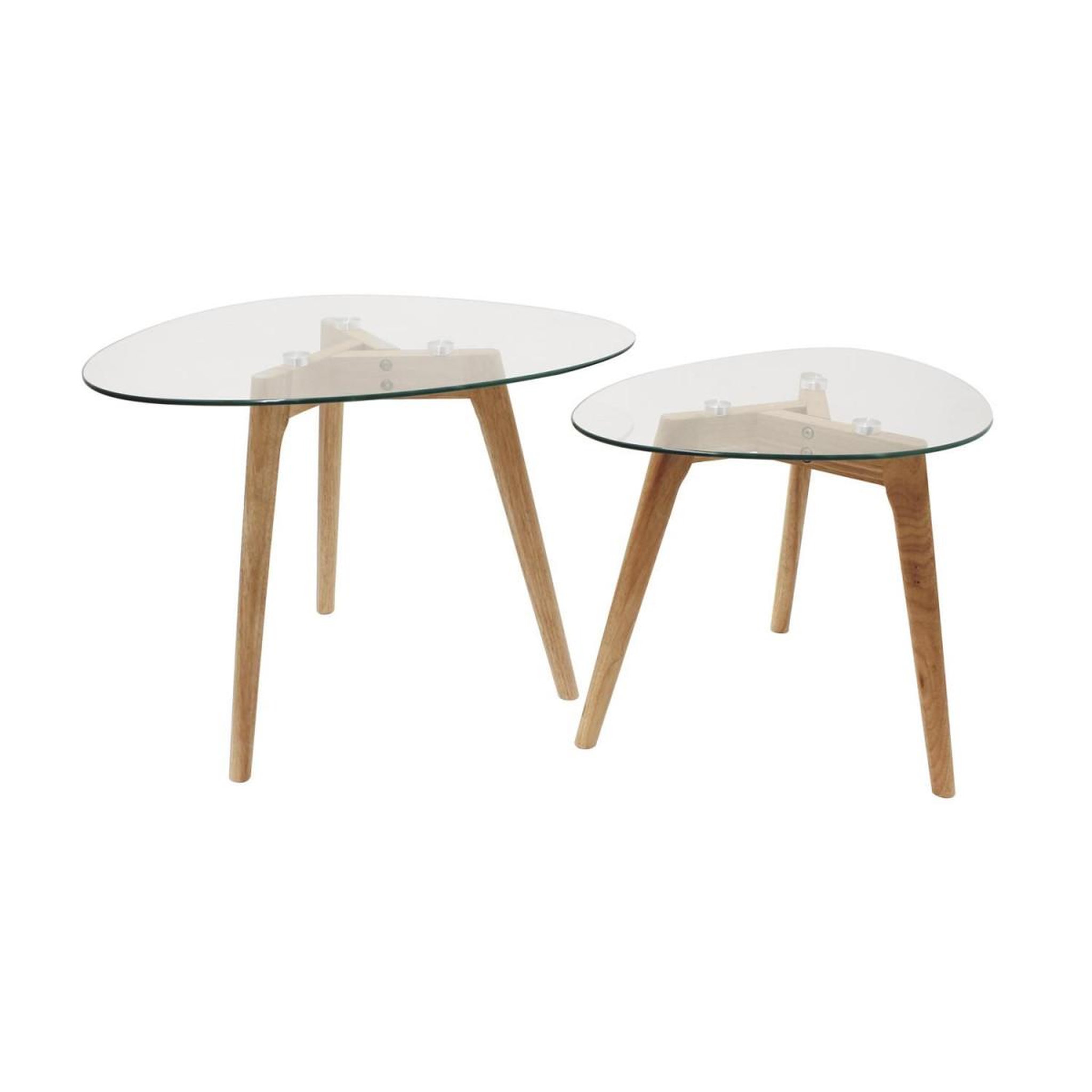 The Home Deco Factory Lot de 2 Tables Gigognes  Trempé  60cm Transparent
