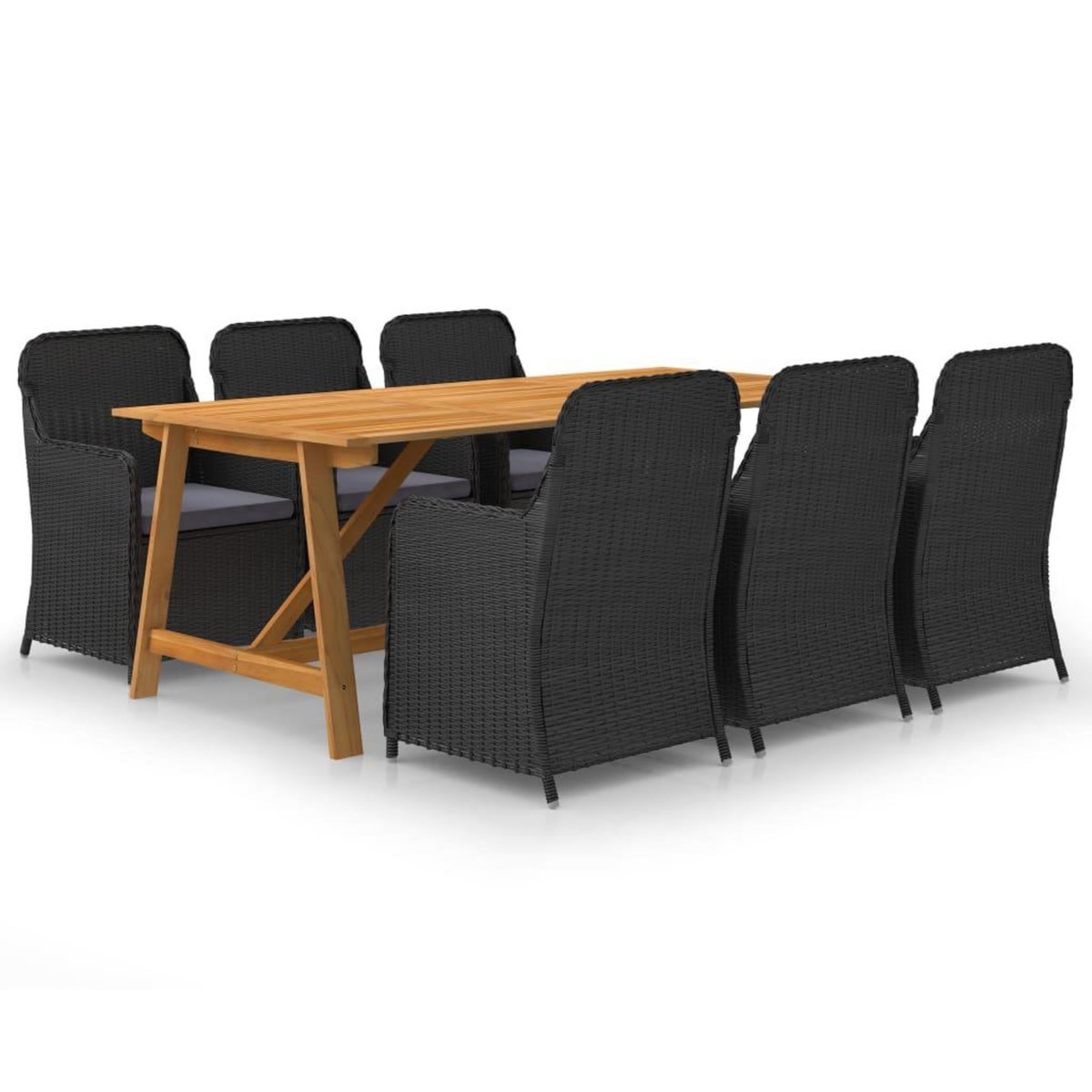 VIDAXL Ensemble a manger de jardin 7 pcs Noir