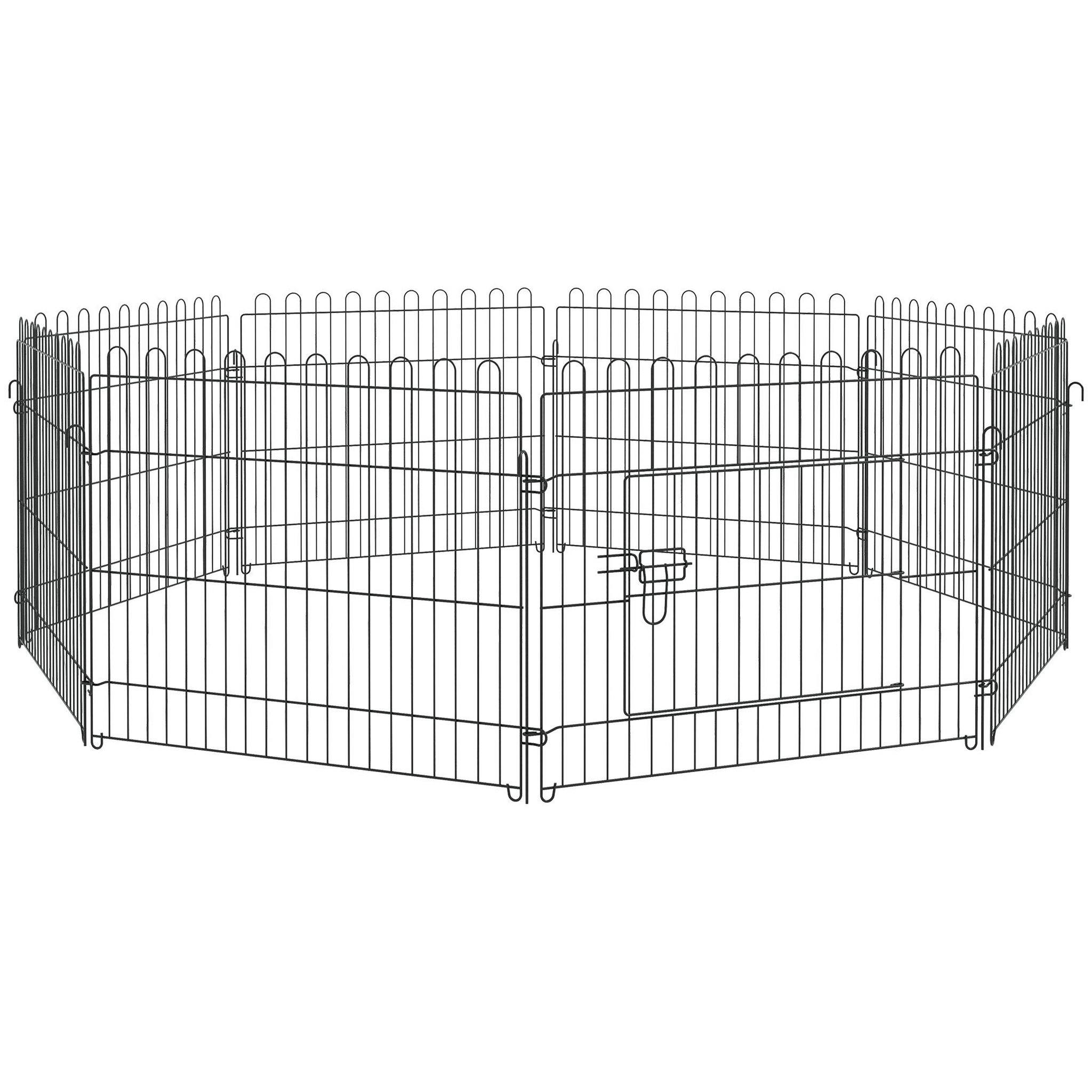PAWHUT Pawhut parc enclos pour chiens chiots animaux domestiques diamètre 158 cm 8 panneaux 71l x 61h cm noir