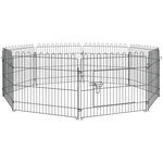 PAWHUT PawHut Parc enclos pour chiens chiots animaux domestiques diamètre 158 cm 8 panneaux 71L x 61H cm noir