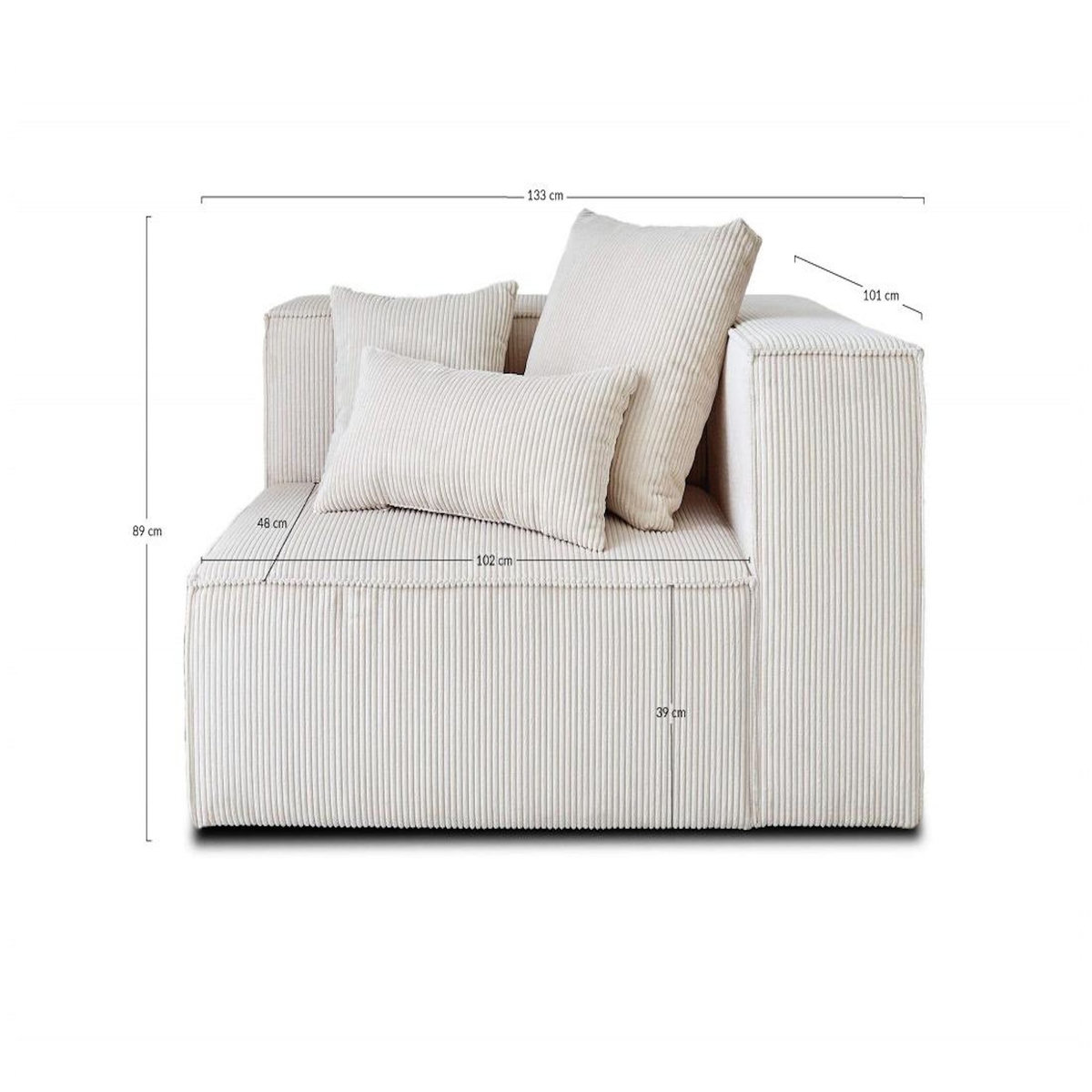 LISA DESIGN Colombine - module d'assise droit - en velours côtelé