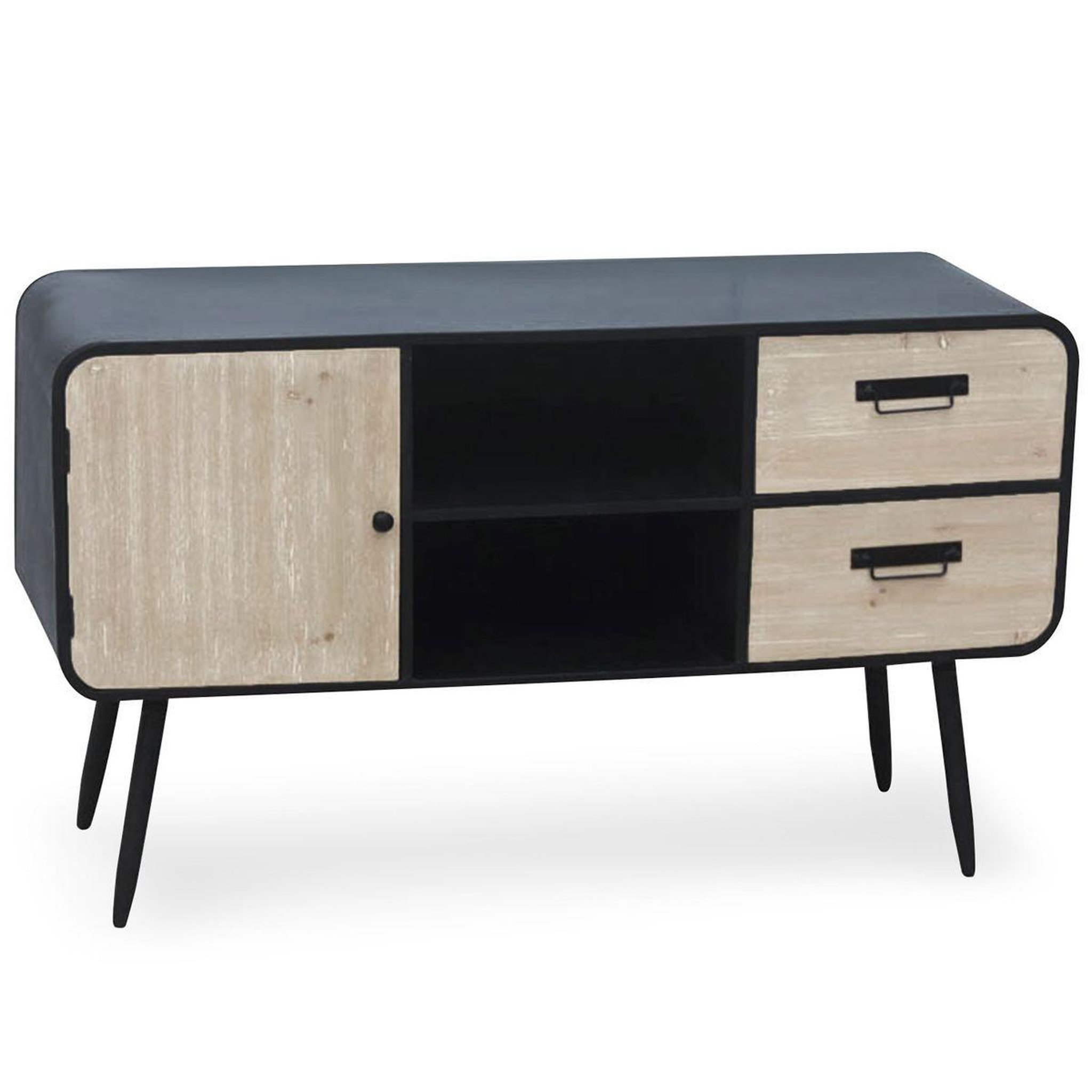 Paris Prix Buffet 1 porte & 2 tiroirs en bois  yane  115cm noir