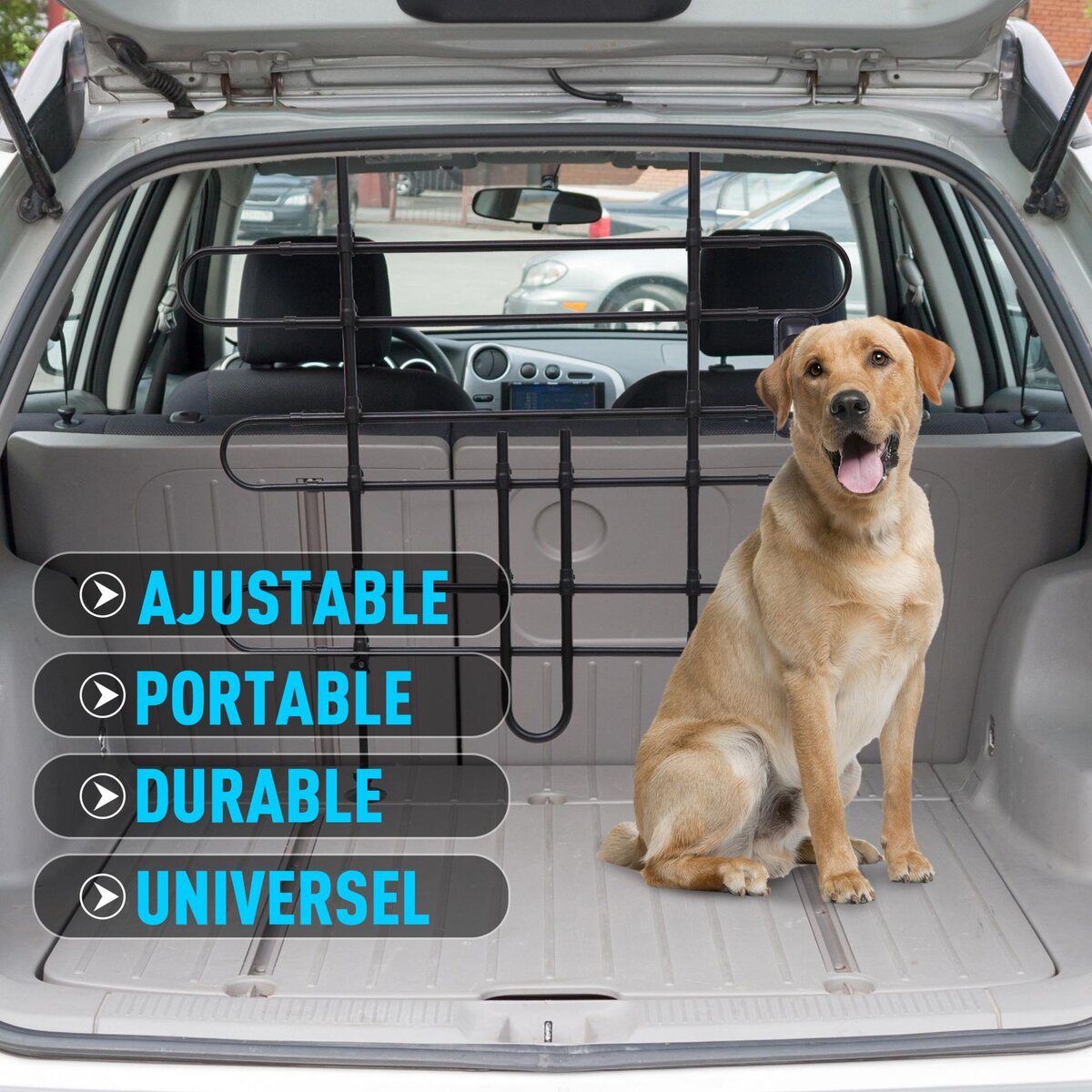 PAWHUT Grille de séparation extensible voiture barrière de sécurité barre réglable pour chien noir