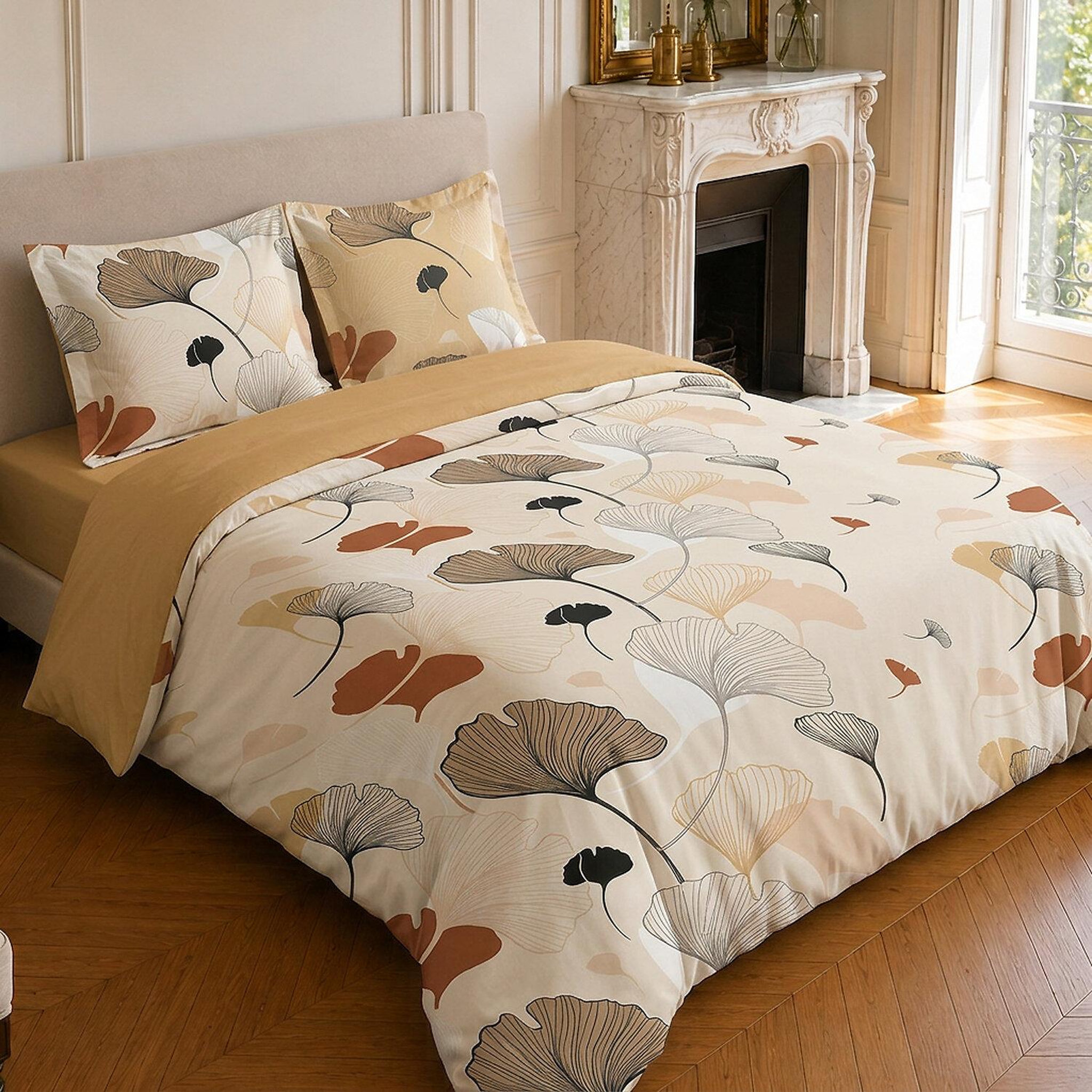Voir la diapositive 2 : Home collection Parure housse de couette imprimée 100% coton 57 fils - minkly