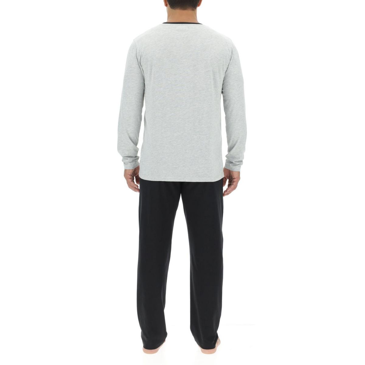 PIERRE CARDIN Ensemble Pyjama long homme en coton uni Logo poitrine