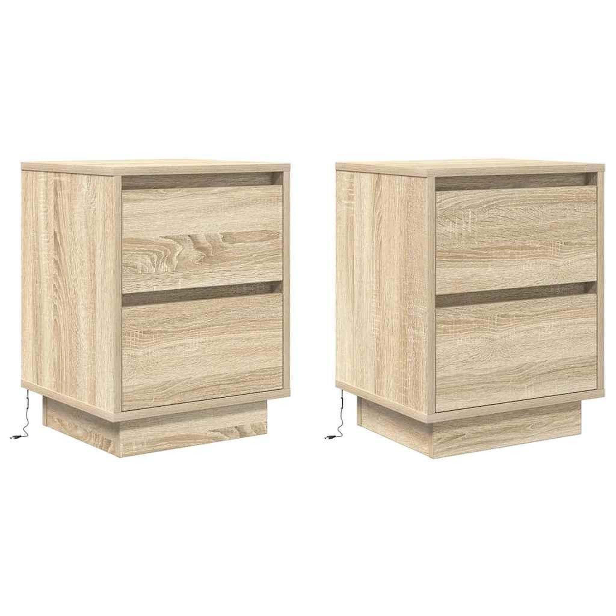 Voir la diapositive 3 : VIDAXL Tables de chevet avec lumieres LED 2pcs chene sonoma 38x34x50cm