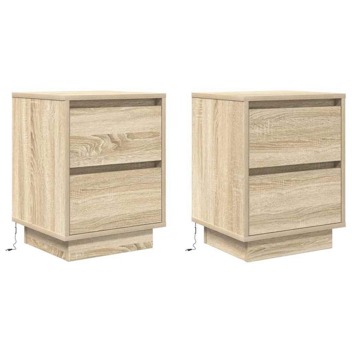 VIDAXL Tables de chevet avec lumieres LED 2pcs chene sonoma 38x34x50cm