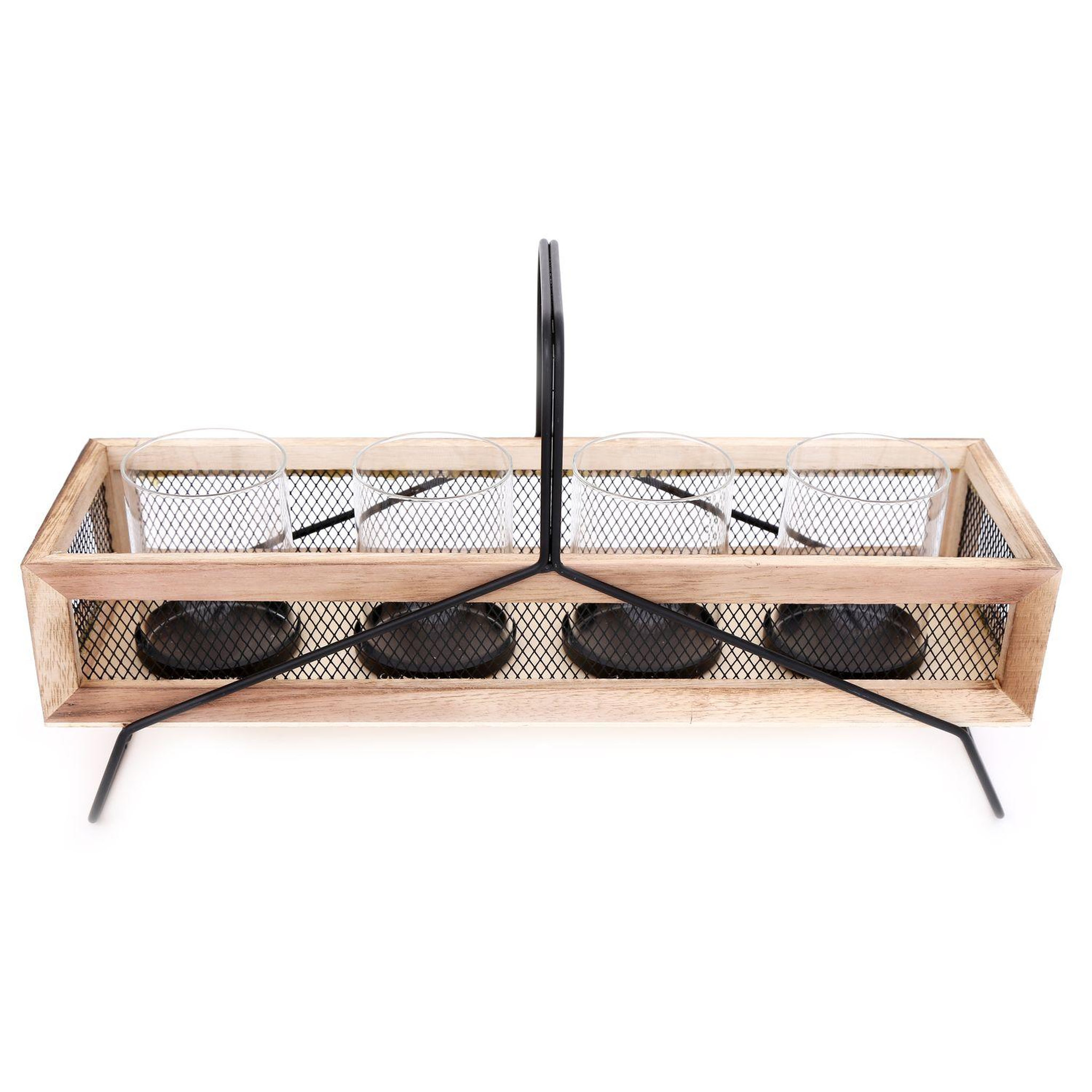 HEART OF THE HOME Bougeoir design bois et métal laxy - l. 40 x h. 22 cm - noir