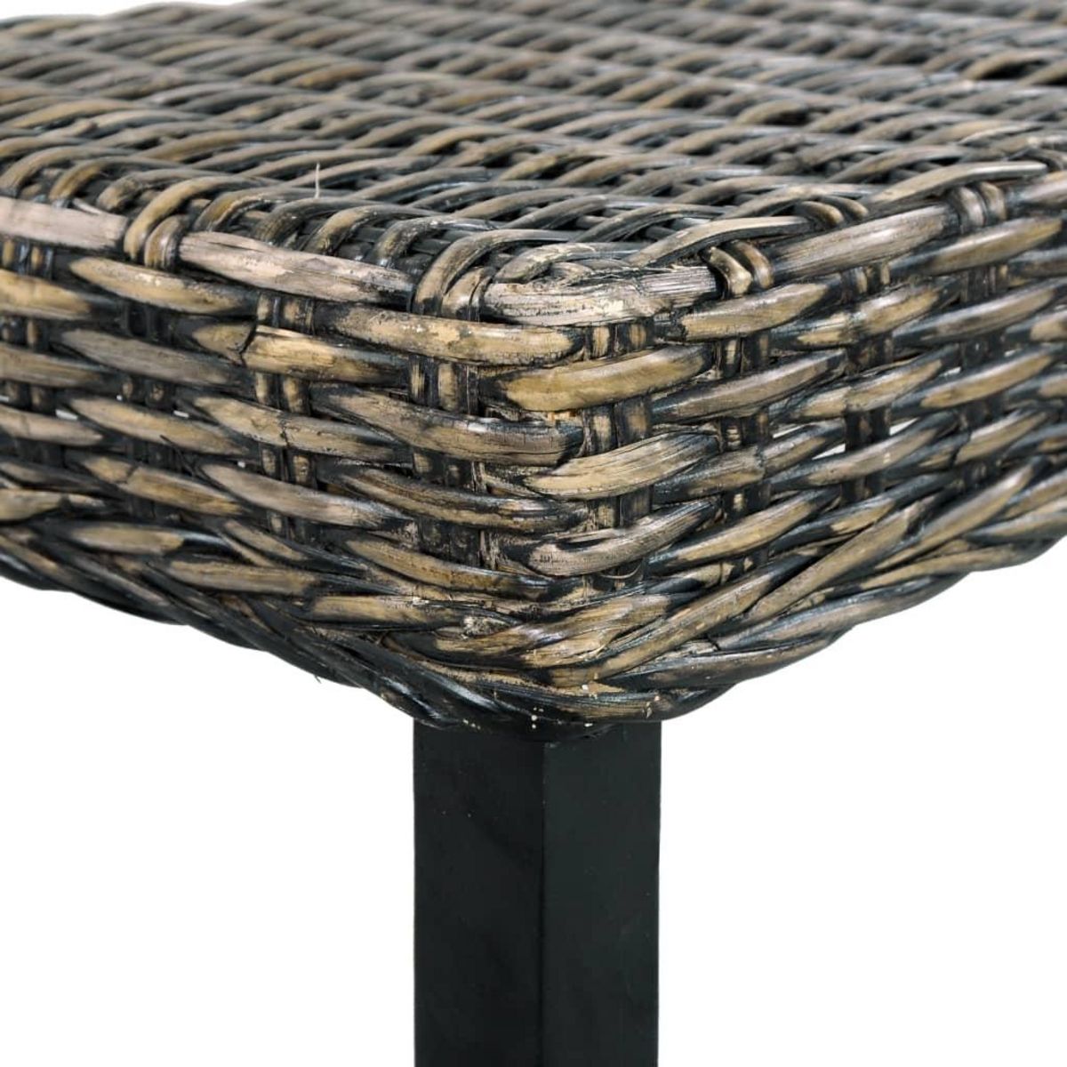 VIDAXL Banc 110 cm Noir Rotin naturel kubu et bois de manguier massif