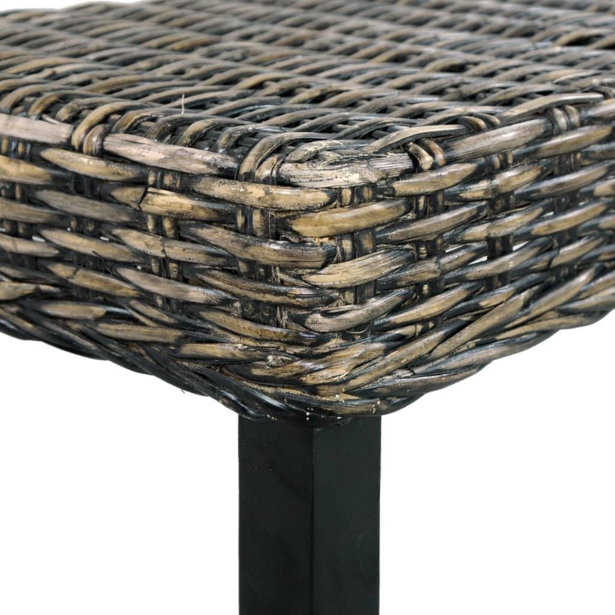 VIDAXL Banc 110 cm Noir Rotin naturel kubu et bois de manguier massif