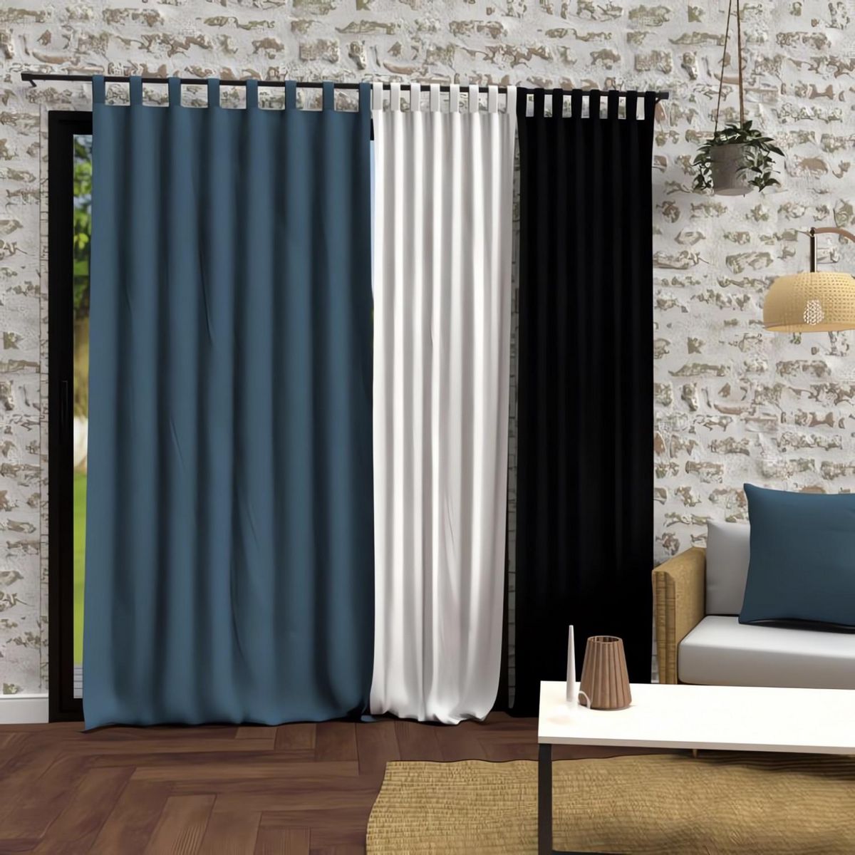 SOLEIL D'OCRE Rideau à pattes en microfibre lavée 135x250 cm BOHEME, par Soleil d'Ocre