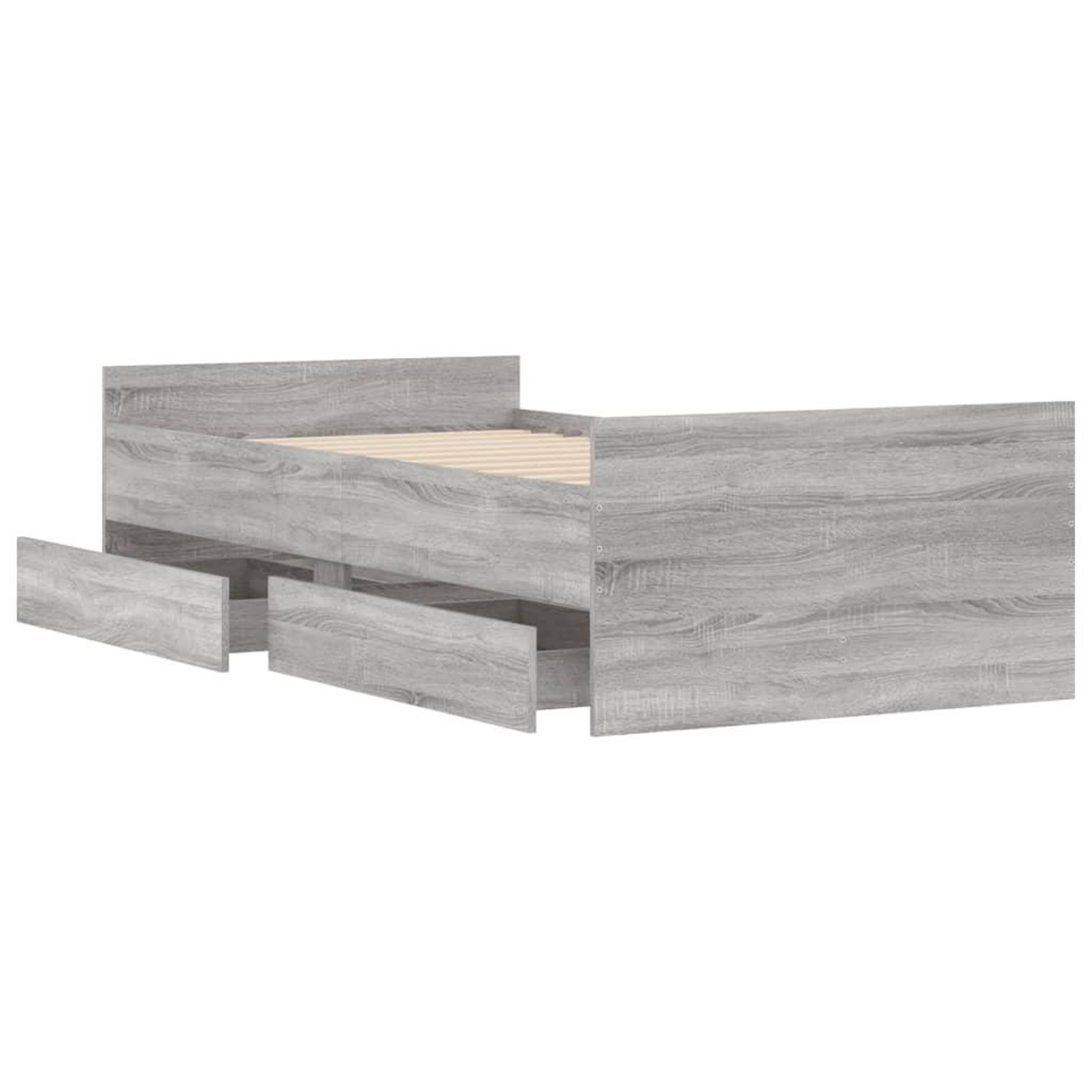 Voir la diapositive 5 : VIDAXL Cadre de lit avec tiroirs sans matelas sonoma gris 90x200 cm