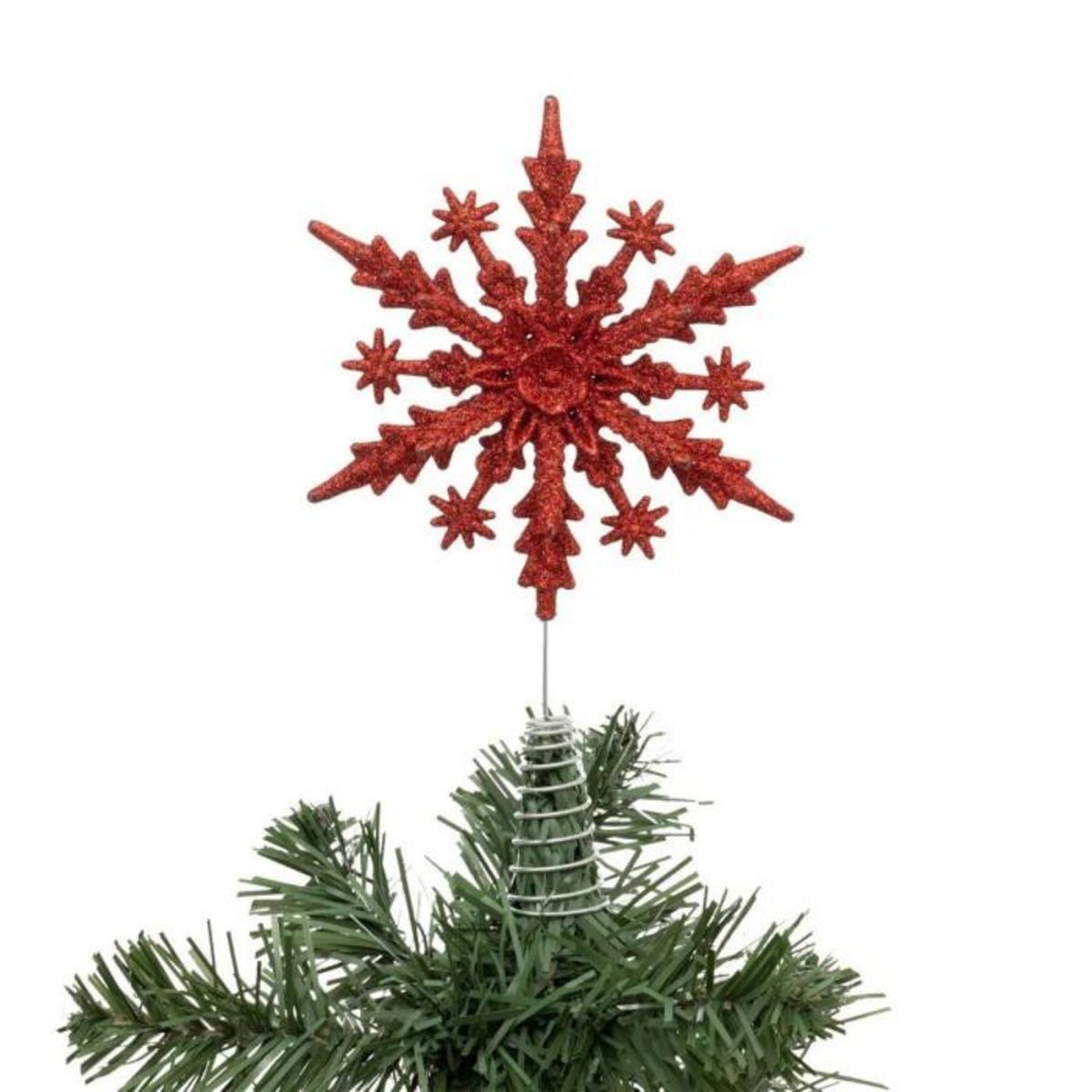ATMOSPHERA Cimier de Sapin Pailleté  Flocon  23cm Rouge