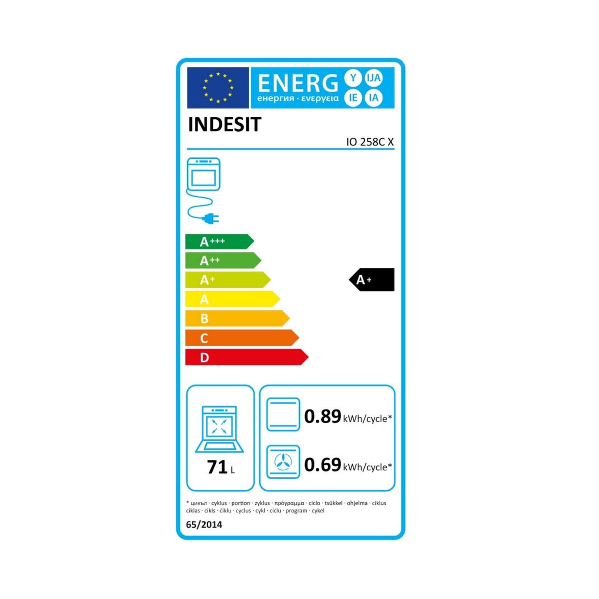 Voir la diapositive 2 : Indesit Four intégrable 71l 60cm noir - io258cx