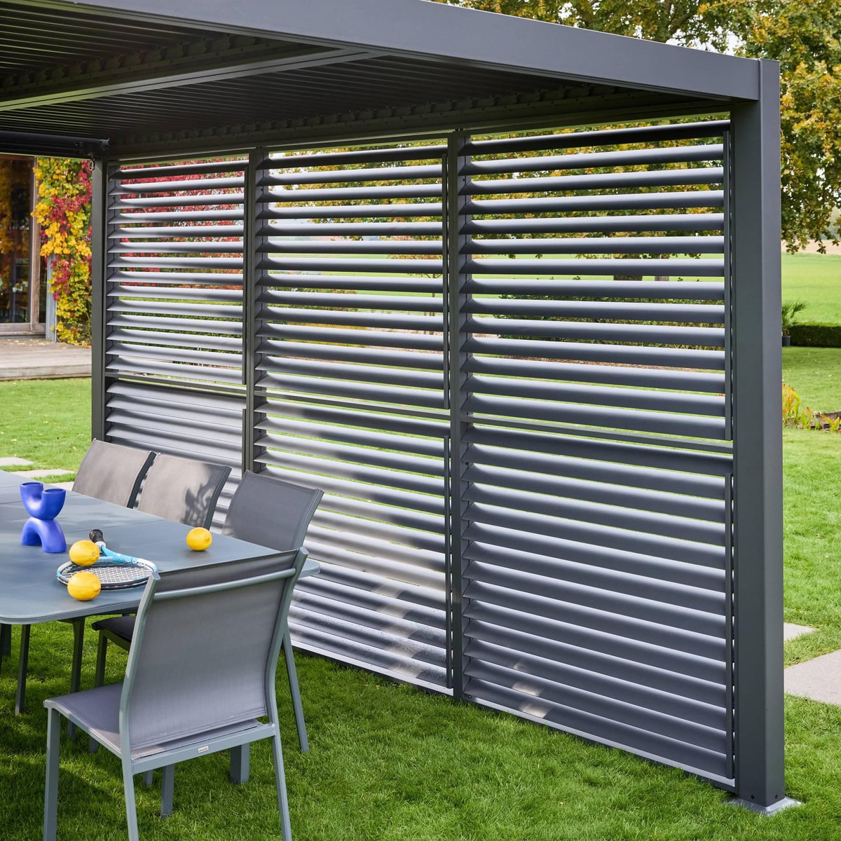 SWEEEK Persienne à lames orientables 130cm pour pergola bioclimatique aluminium 4x3m Triomphe