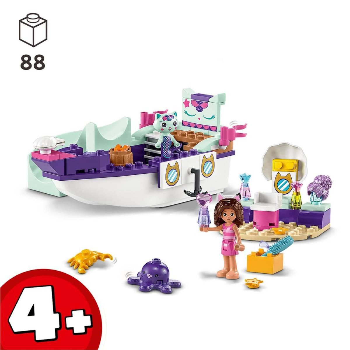 LEGO 10786 Gabby et la Maison Magique Le Bateau et le Spa de Gabby et Marine, Set avec Salon de Beauté, Figurines et Accessoires, Jouet pour Filles, Garçons, Enfants Dès 4 Ans