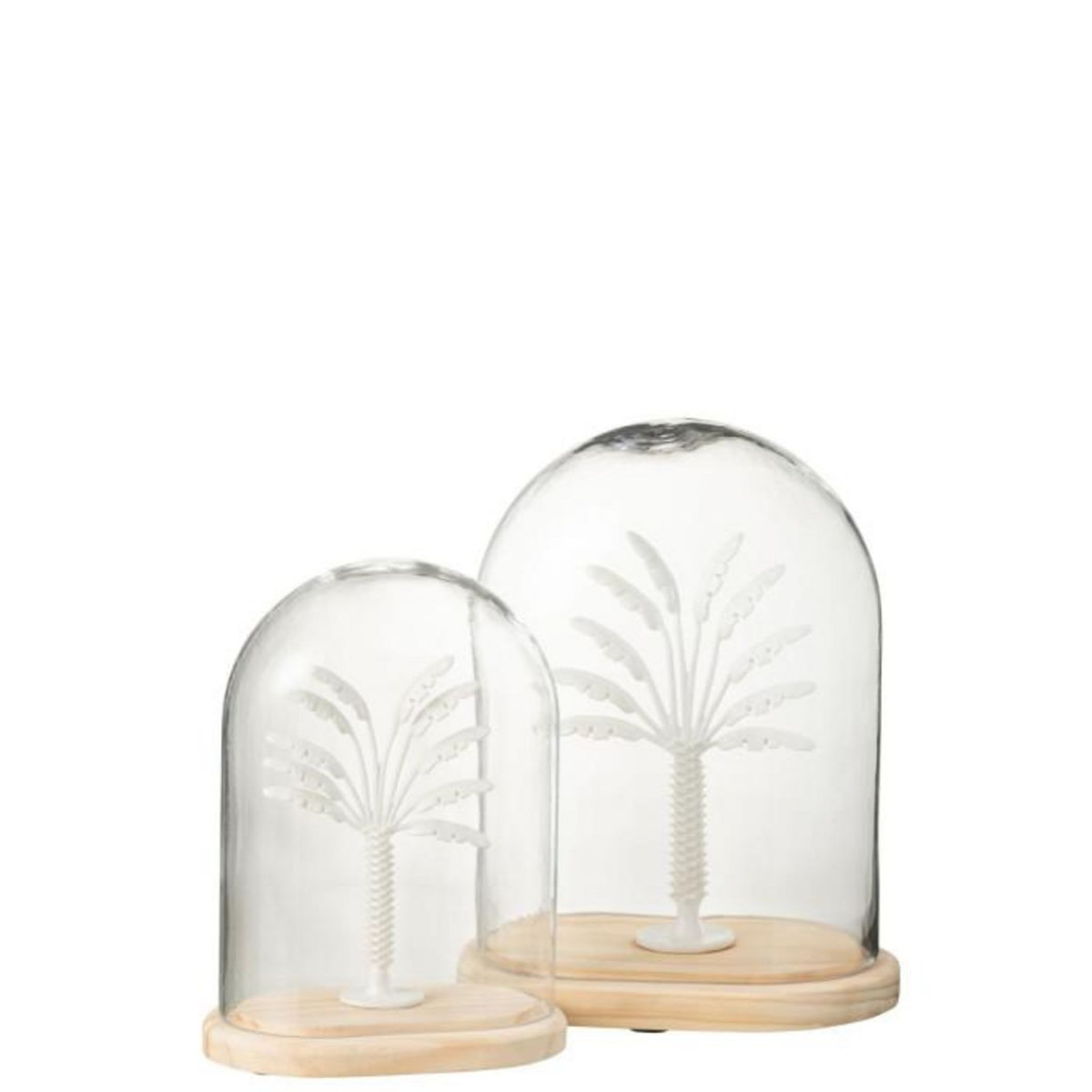 Paris Prix Cloche Déco en Verre  Palmier  28cm Blanc
