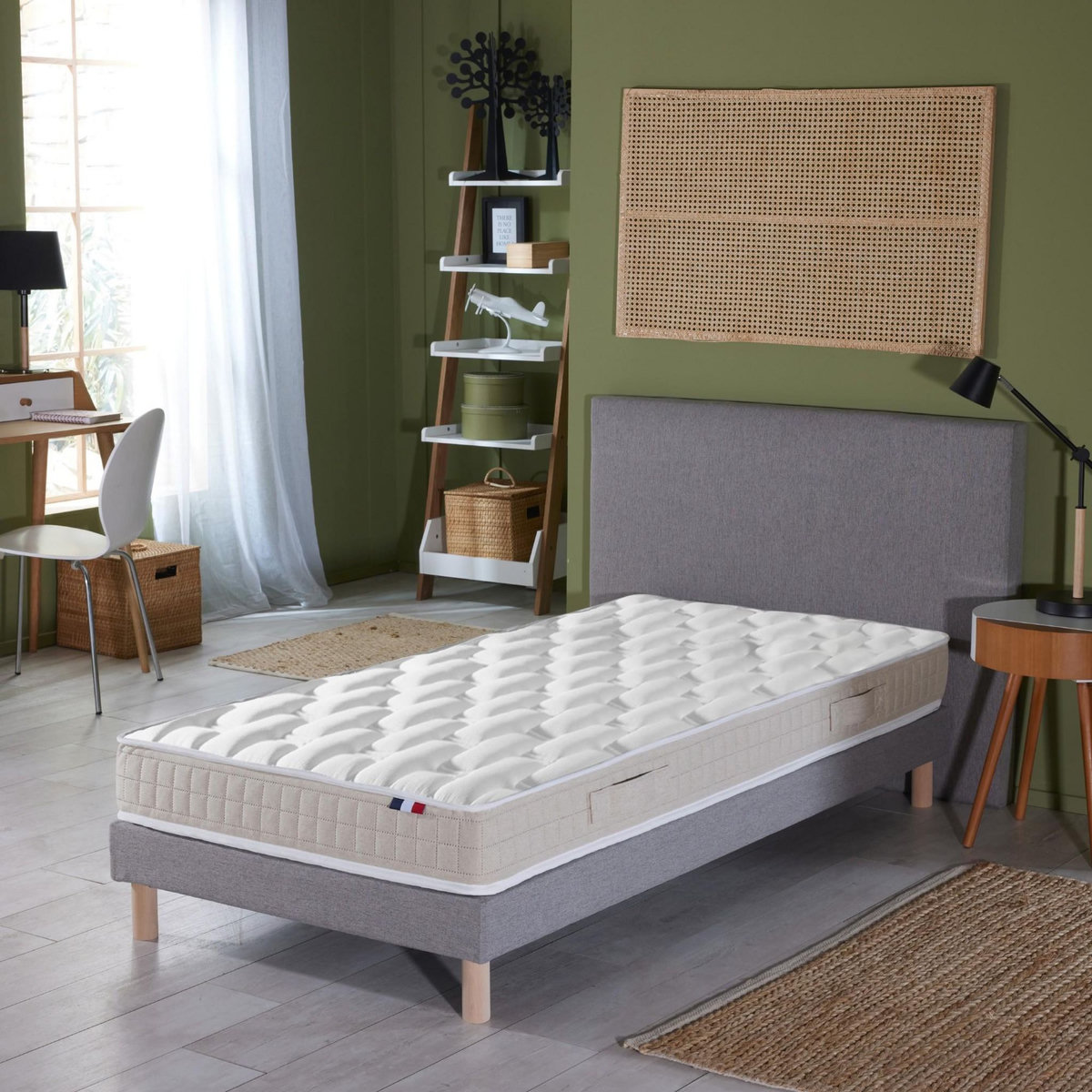 IDLITERIE Ensemble Matelas 100% latex 5 zones ORIGINEL + Sommier - Spécial Dos Sensible - Fabriqué en France