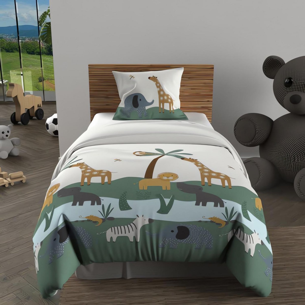 SOLEIL D'OCRE Parure housse de couette SAVANE, 100% coton 57 fils/cm2, par Soleil d'Ocre