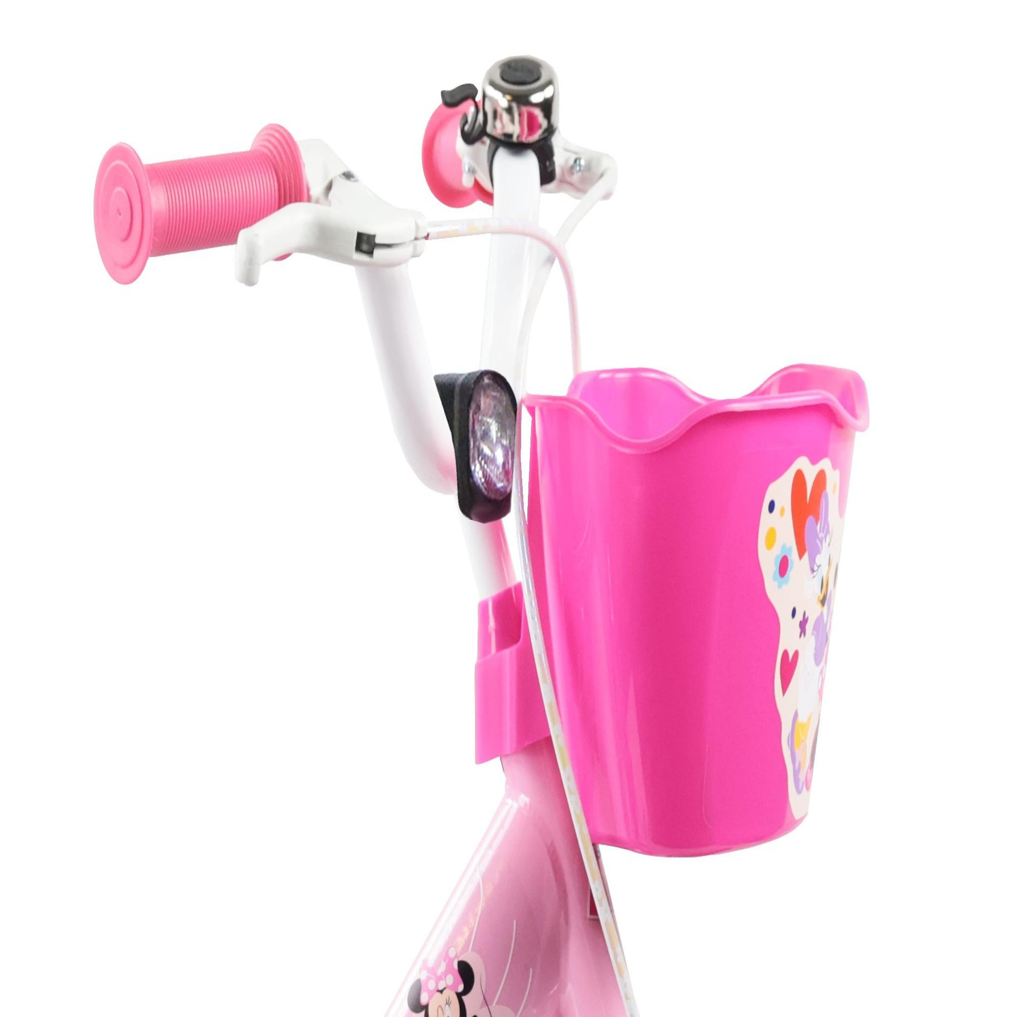 Voir la diapositive 2 : MINNIE Vélo enfant - Modèle fille 16'' - Vélo Minnie de Disney équipé de 2 freins + Porte Poupée - Panier avant et Stabilisateurs.