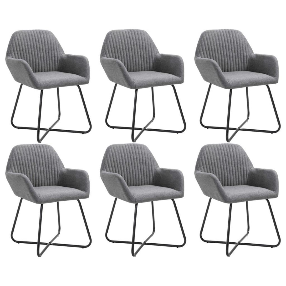 VIDAXL Chaises a manger lot de 6 gris fonce tissu
