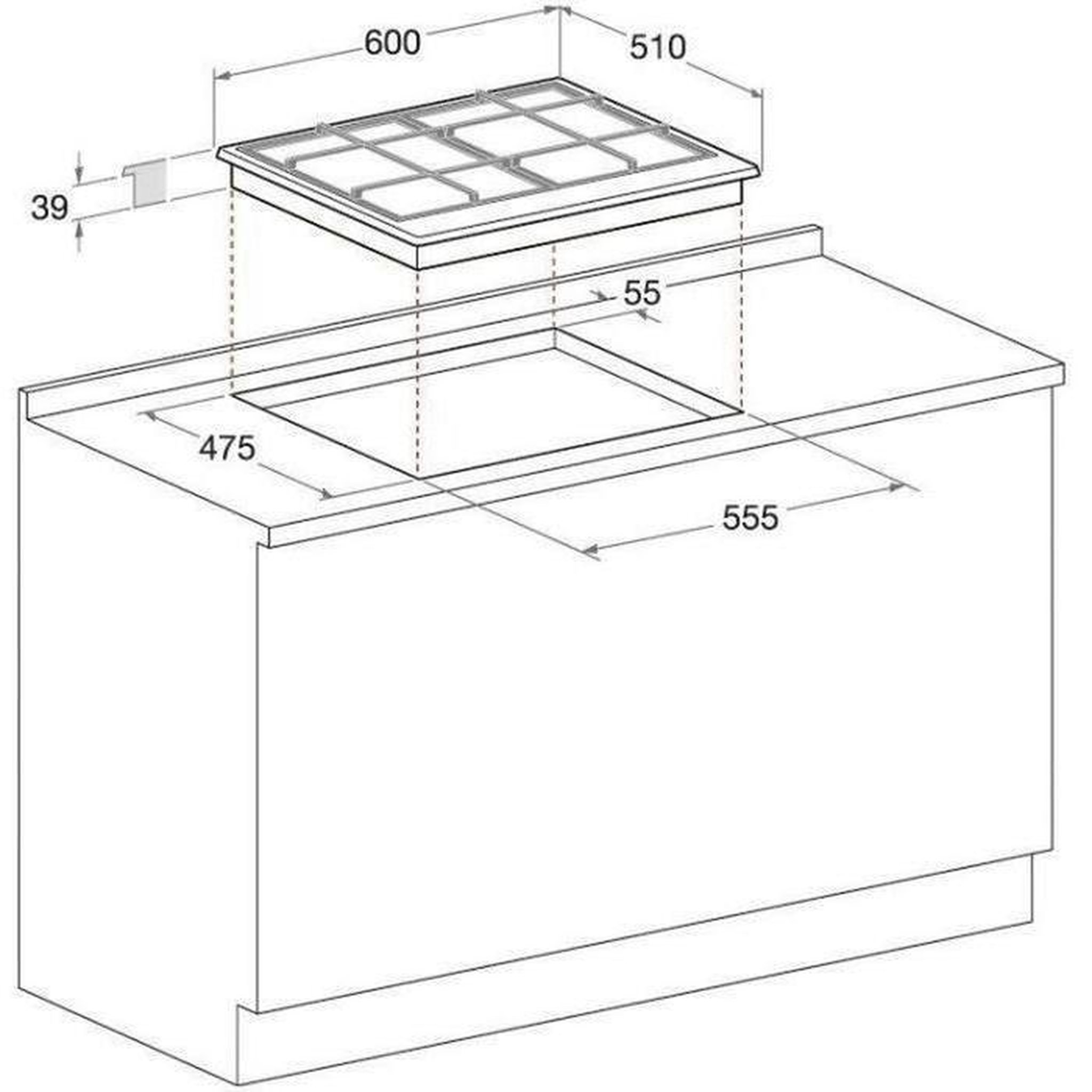 Voir la diapositive 2 : HOTPOINT Plaque gaz 4 foyers 3600W 60x51 cm inox – Hotpoint PNN641IX