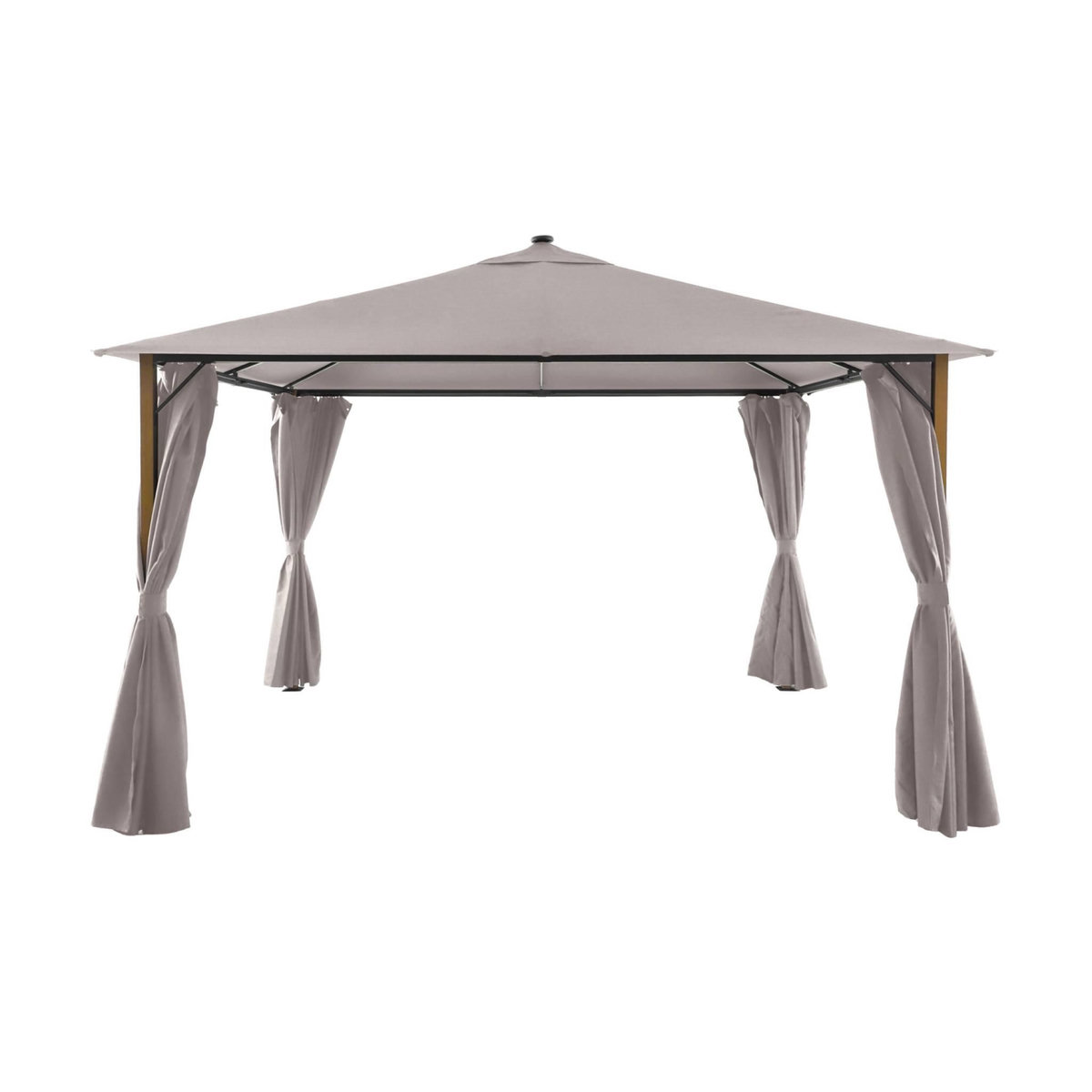 SWEEEK Tonnelle 4x3m aluminium effet bois avec rideaux et led - Veluna