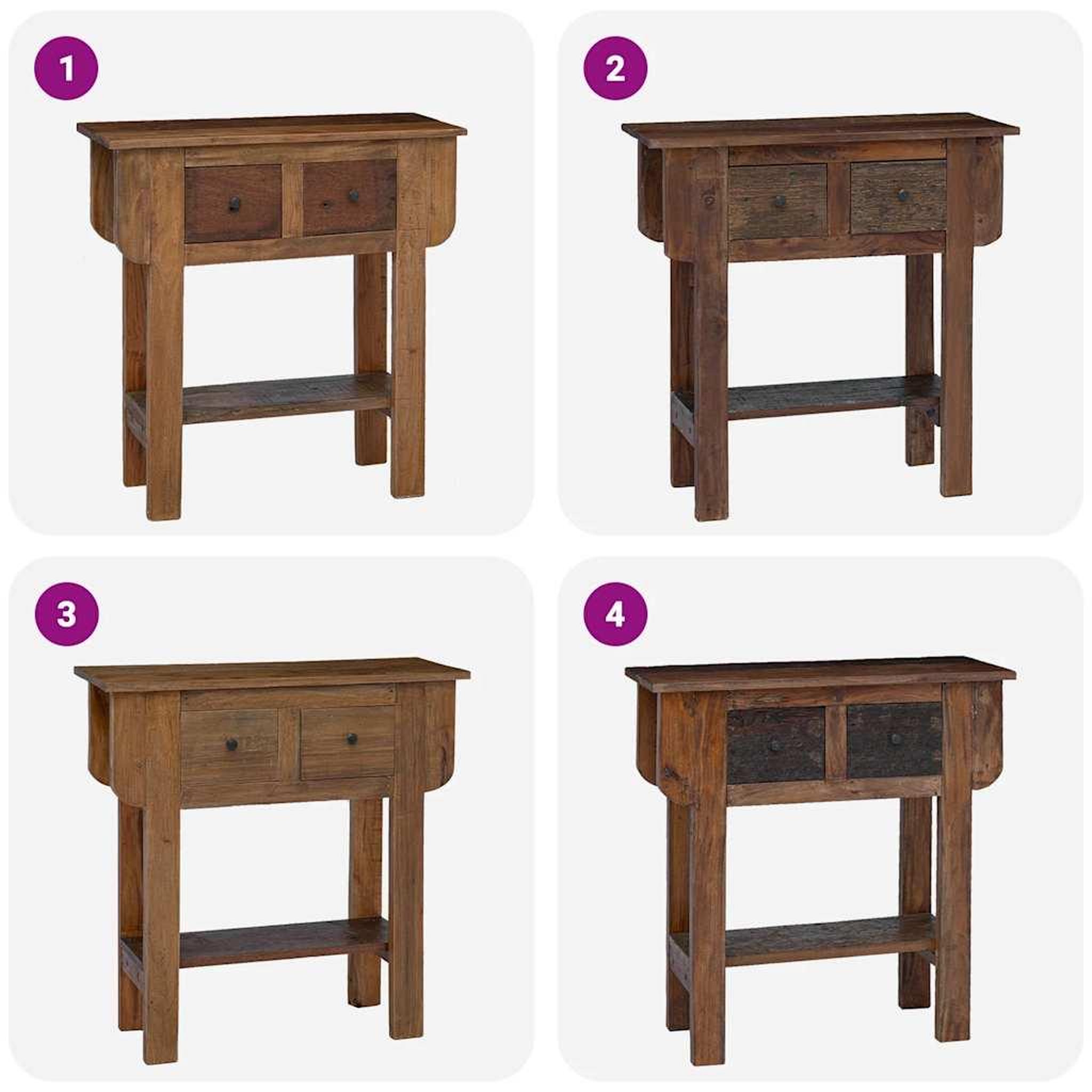 Voir la diapositive 4 : VIDAXL Table console bois de recuperation melange 80x35x80 cm