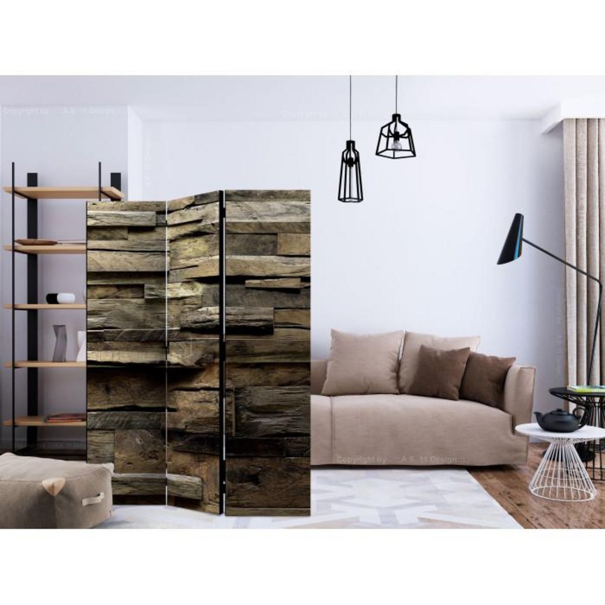 Paris Prix Paravent 3 Volets  Rustic Style : Country Cottage  135x172cm