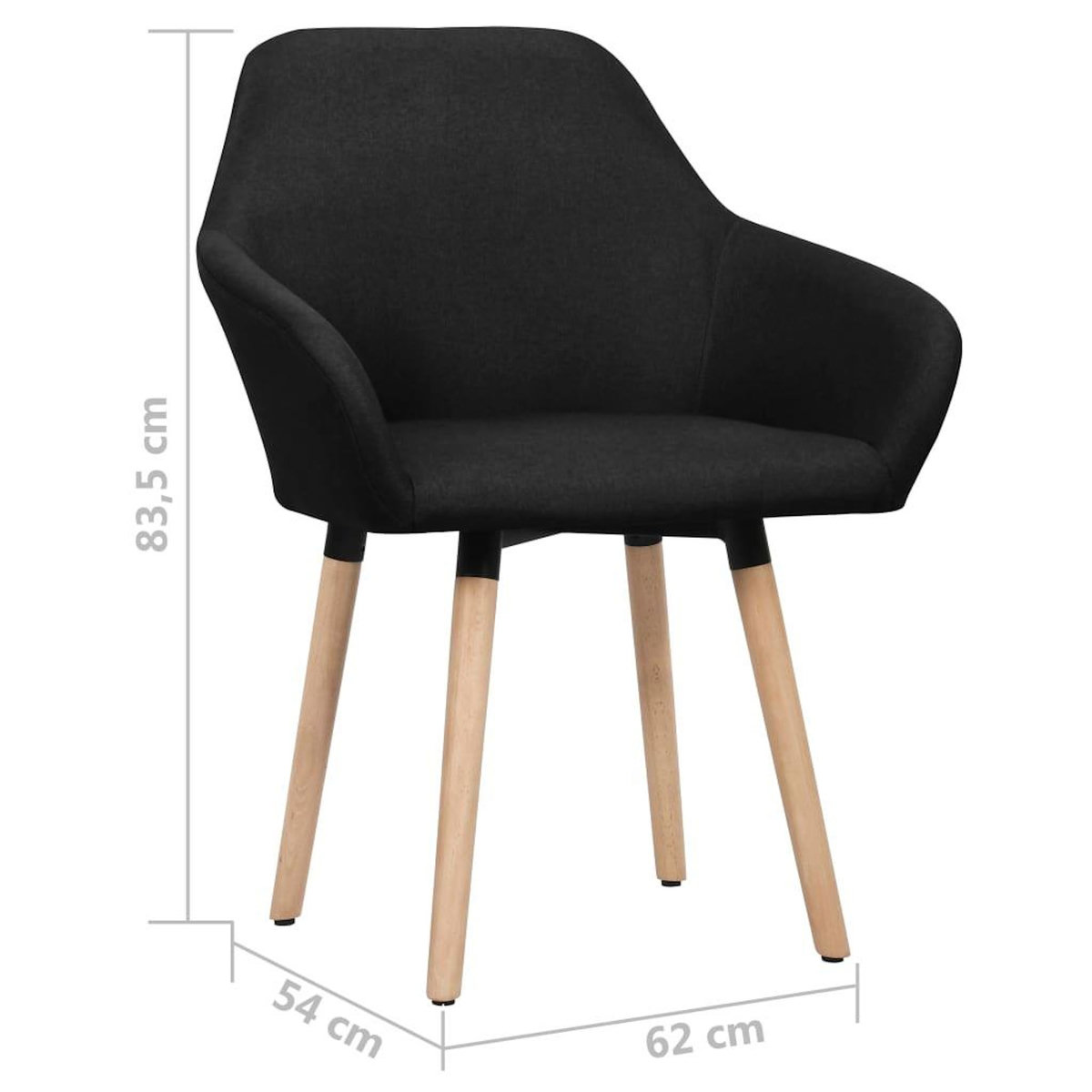 VIDAXL Chaises a manger lot de 2 noir tissu