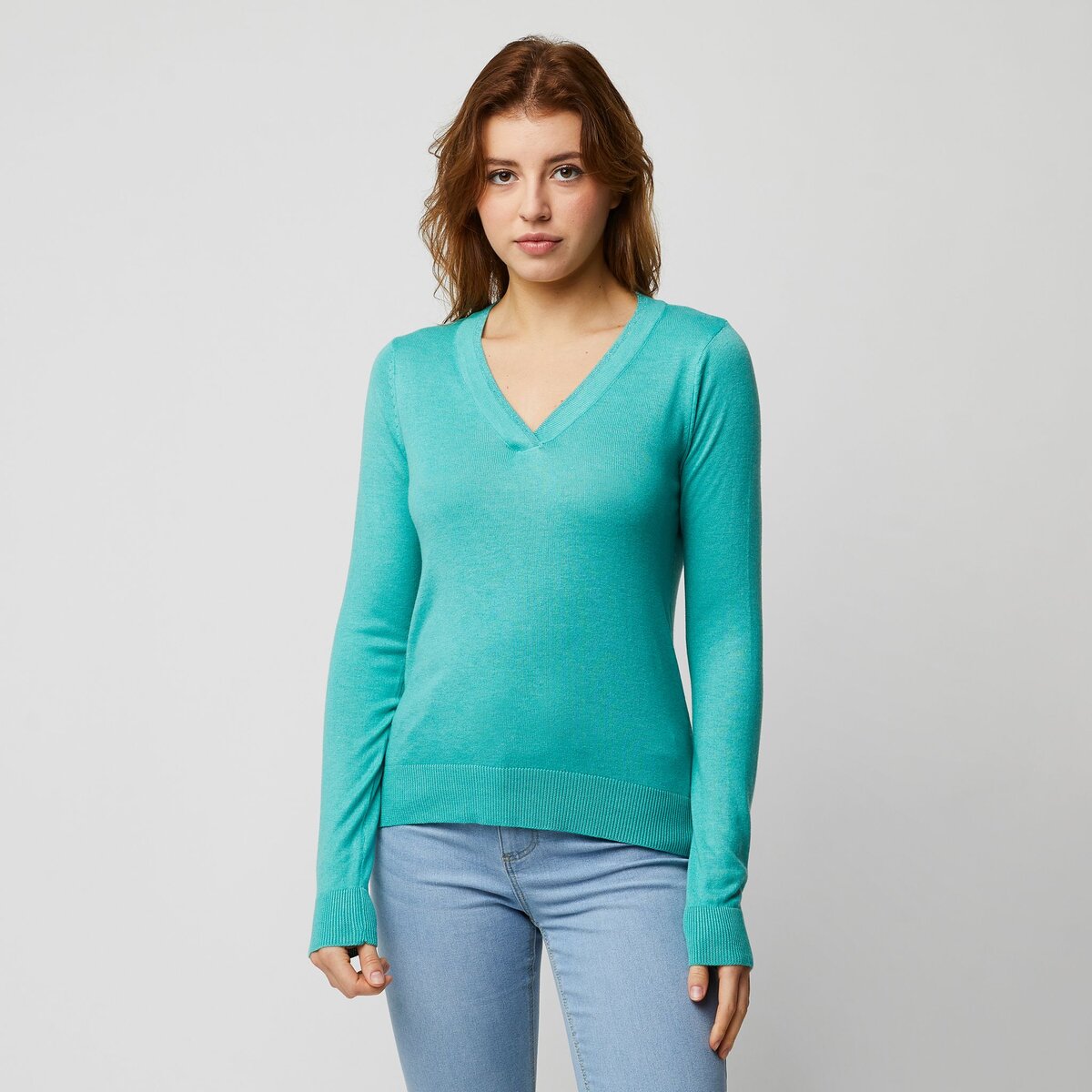 INEXTENSO Pull turquoise femme pas cher Auchan