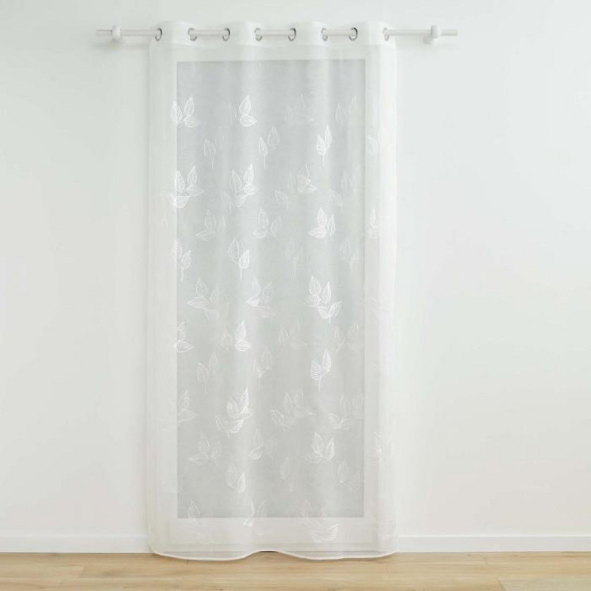 Paris Prix Rideau Voilage à Œillets Brodés  Berry  140x280cm Blanc