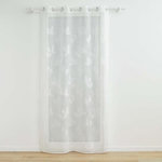 Paris Prix Rideau Voilage à Œillets Brodés  Berry  140x280cm Blanc