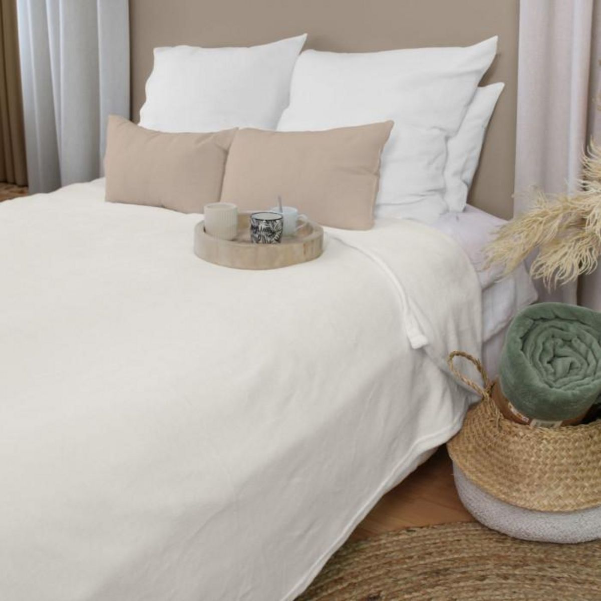 Paris Prix Plaid Polaire XL Uni  Coral Fleece  180x220cm Écru