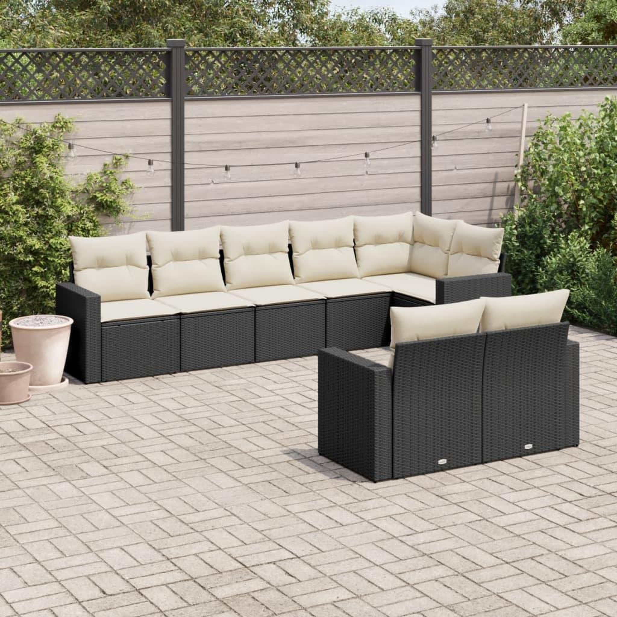 VIDAXL Salon de jardin 8 pcs avec coussins noir resine tressee