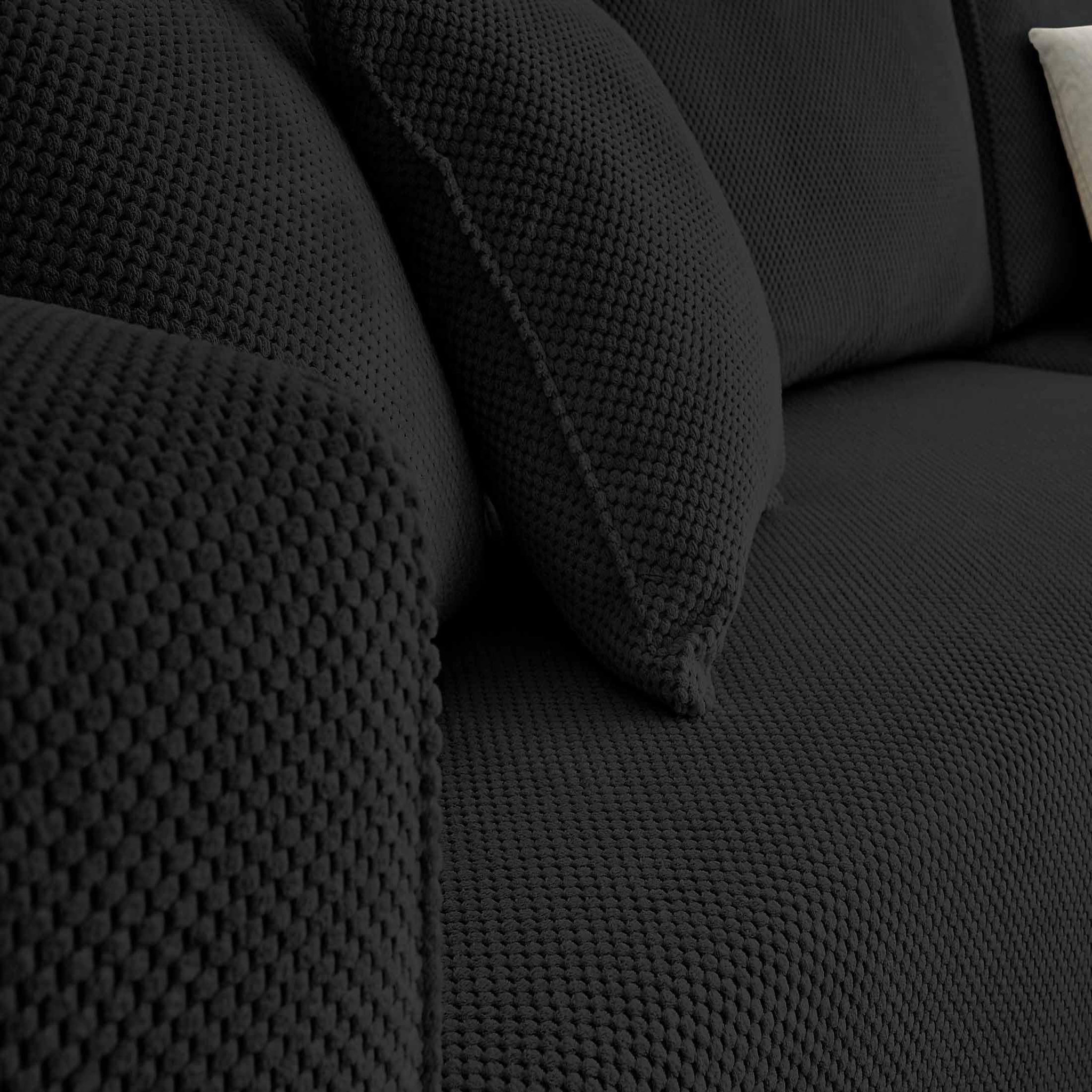 Voir la diapositive 4 : BEST MOBILIER Topaze - canapé d'angle réversible - 4 places - convertible avec coffre - en velours texturé
