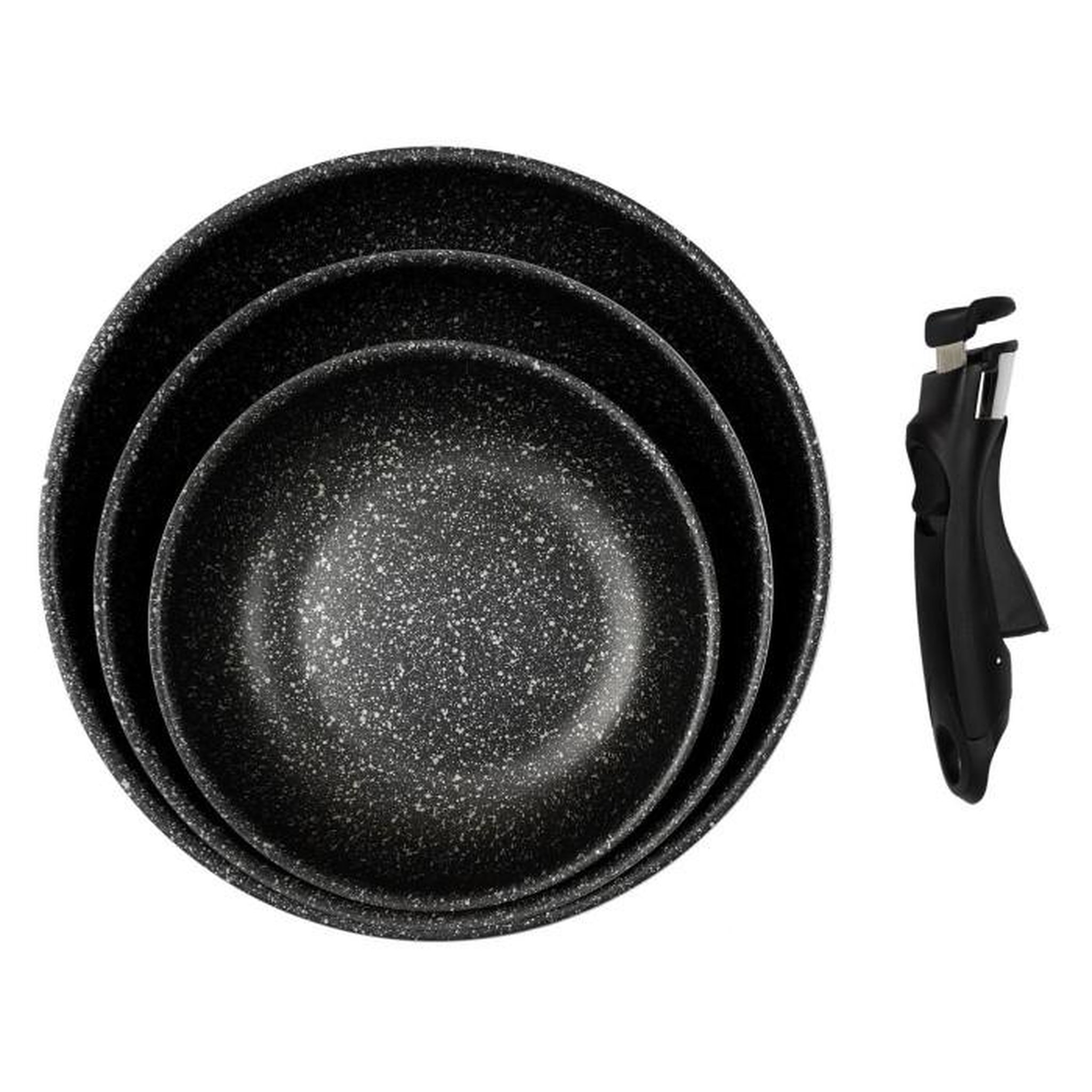 Paris Prix Lot de 3 Poêles Avec Poignée  Pierre  29cm Noir