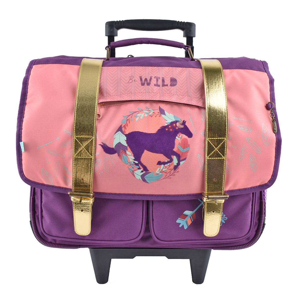 AUCHAN Cartable A roulettes Wild Horse pas cher