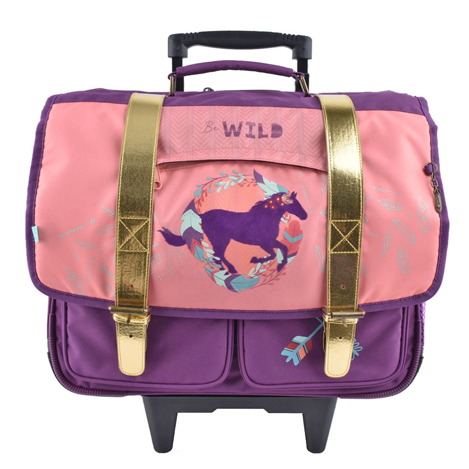 AUCHAN Cartable A roulettes Wild Horse pas cher