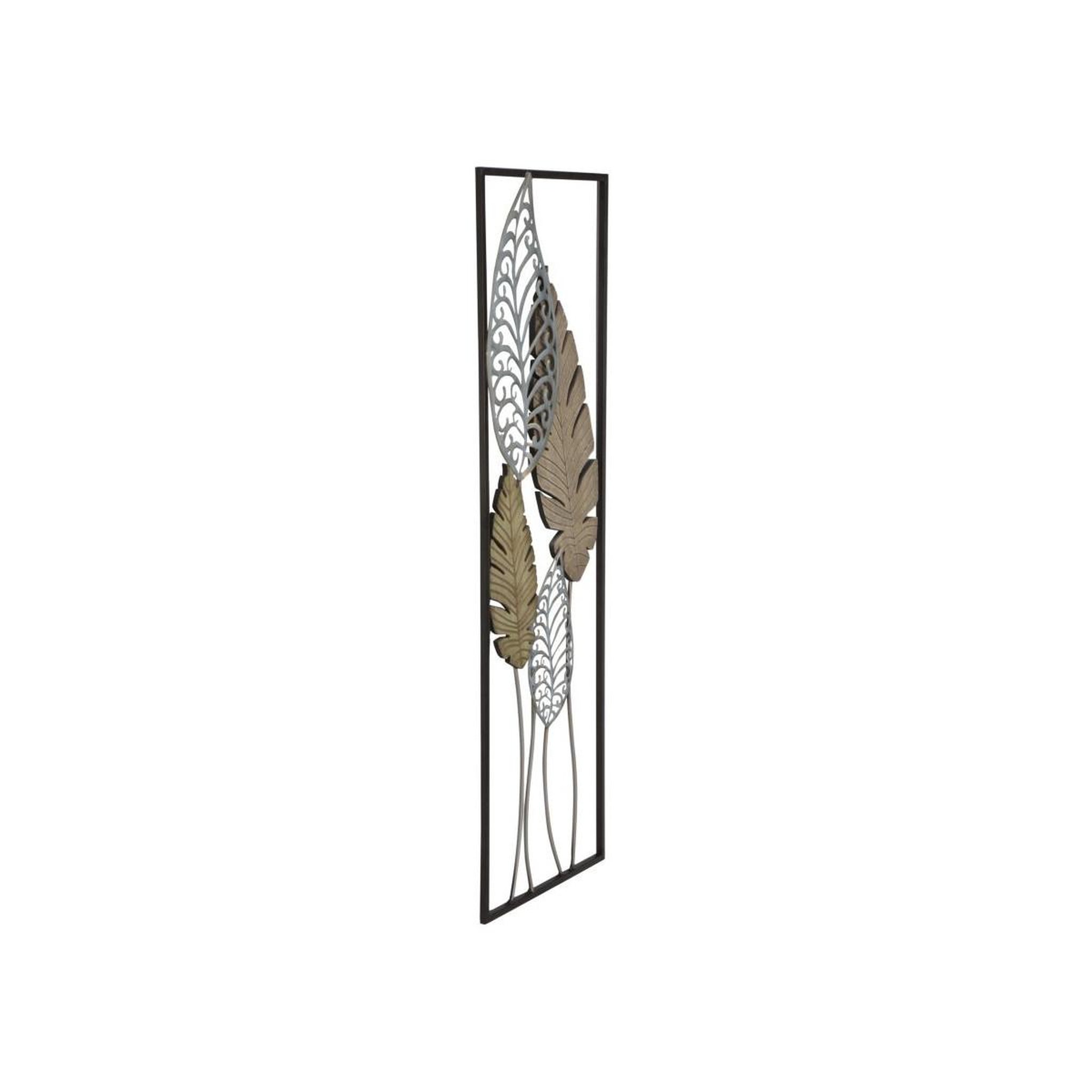 Voir la diapositive 2 : Paris Prix Déco murale encadrée en métal  foglie  99cm argent & or