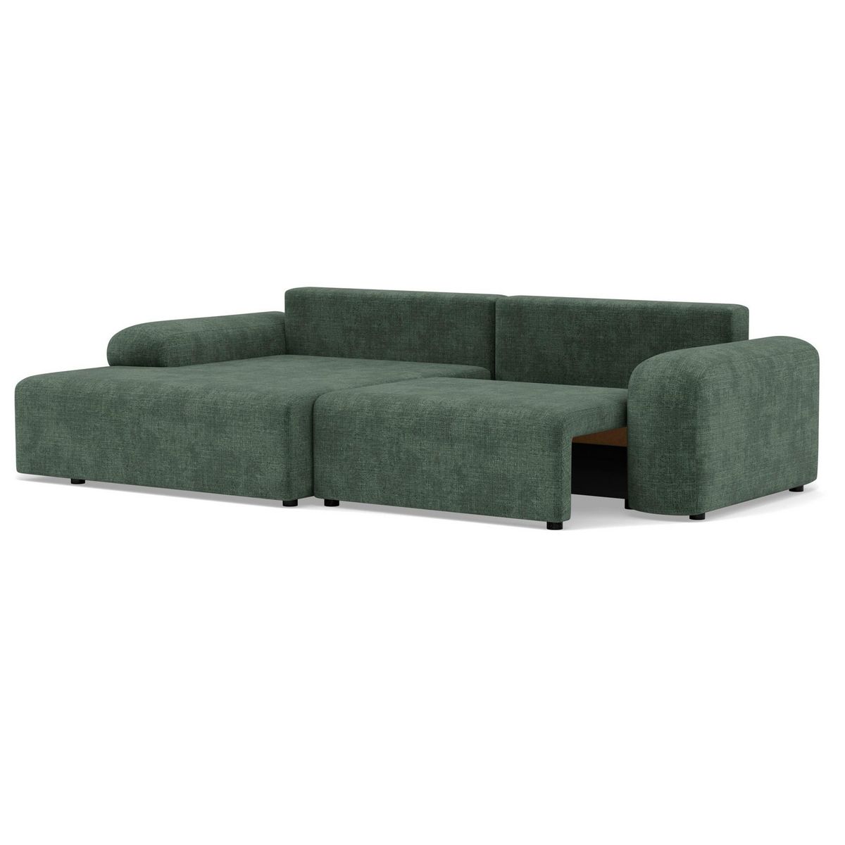 BEST MOBILIER Rebecca - canapé d'angle gauche 4 places convertible avec coffre en velours texturé