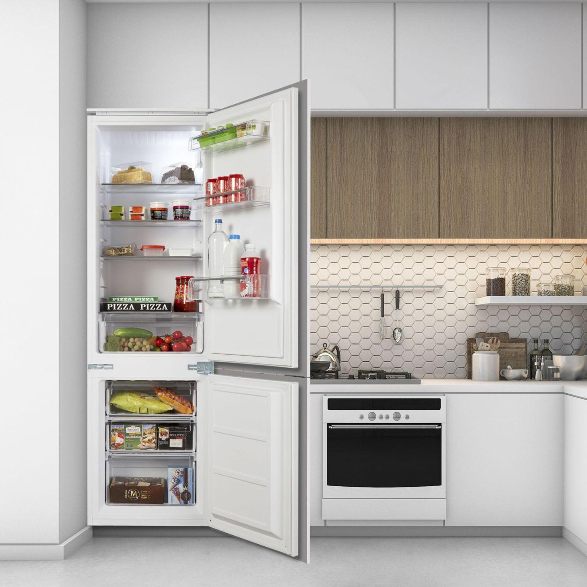 Voir la diapositive 4 : SCHNEIDER Réfrigérateur combiné encastrable SCRCS249FE