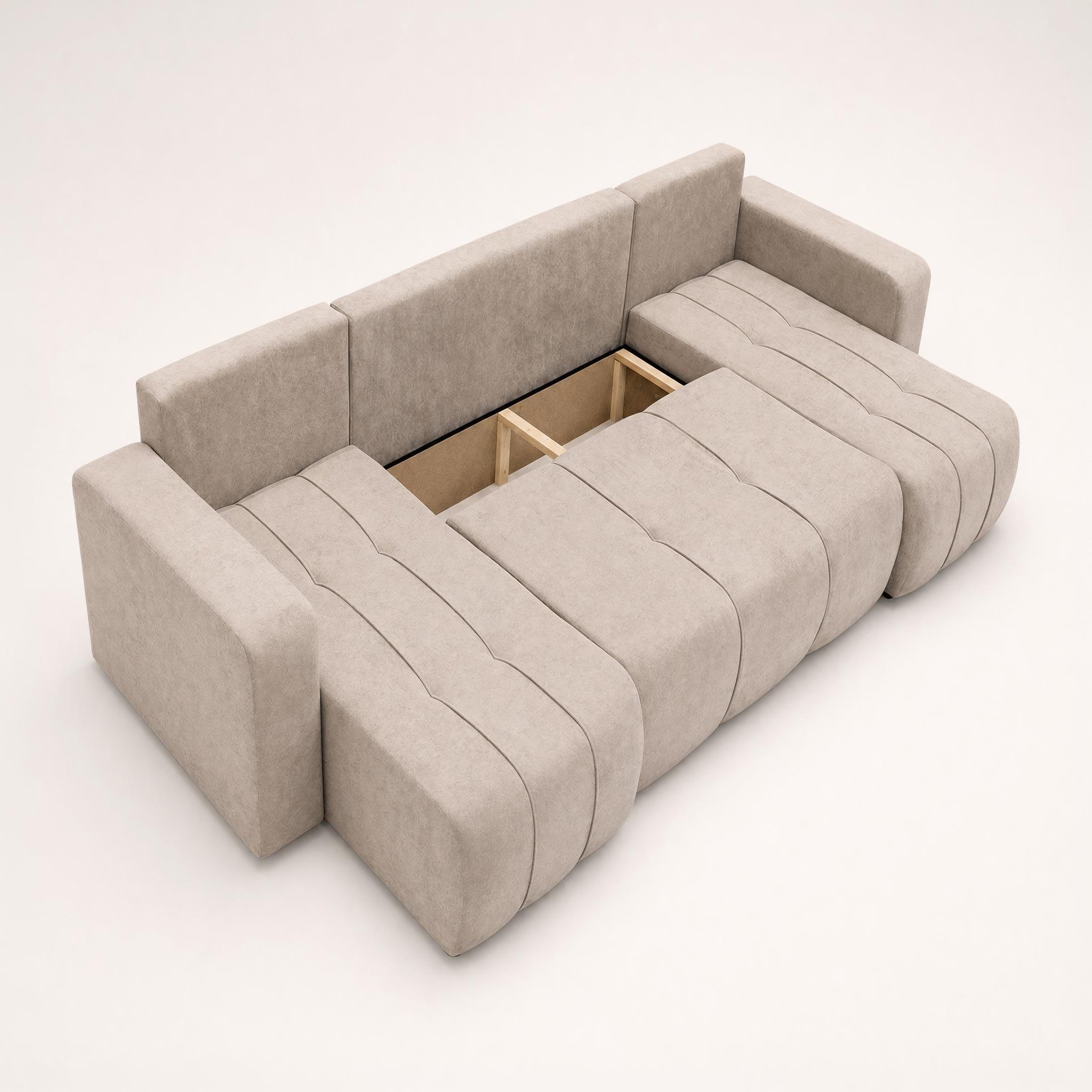 Voir la diapositive 5 : BEST MOBILIER Nicole - canapé panoramique en u 7 places convertible avec coffre en tissu