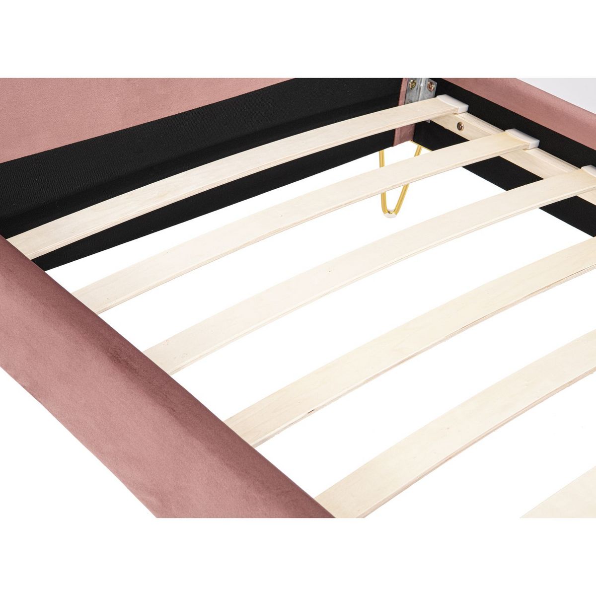 Lit avec sommier et tête de lit 90x190cm Tissu velours EMMA